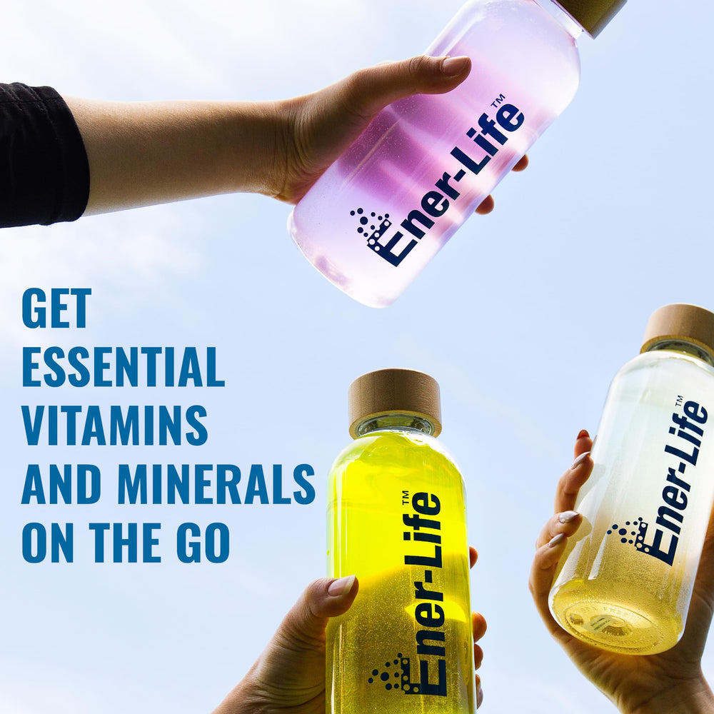 Ener-C Ener-IV bottle beside open packets for simple daily hydration.