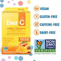 Ener-C Multivitamin Drink Mix Peach Mango 60-count box and packets