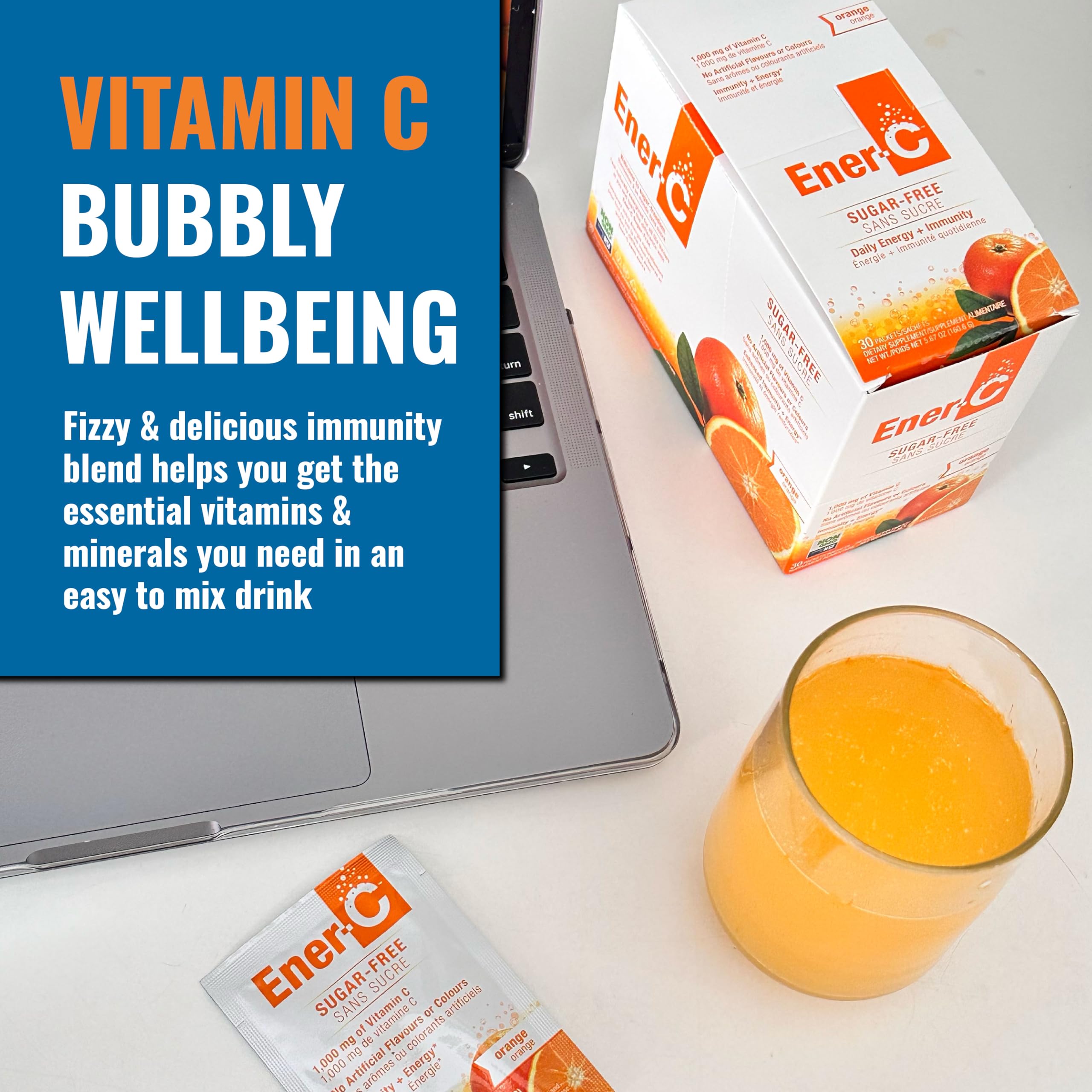 Group of Ener-C orange sugar-free sachets