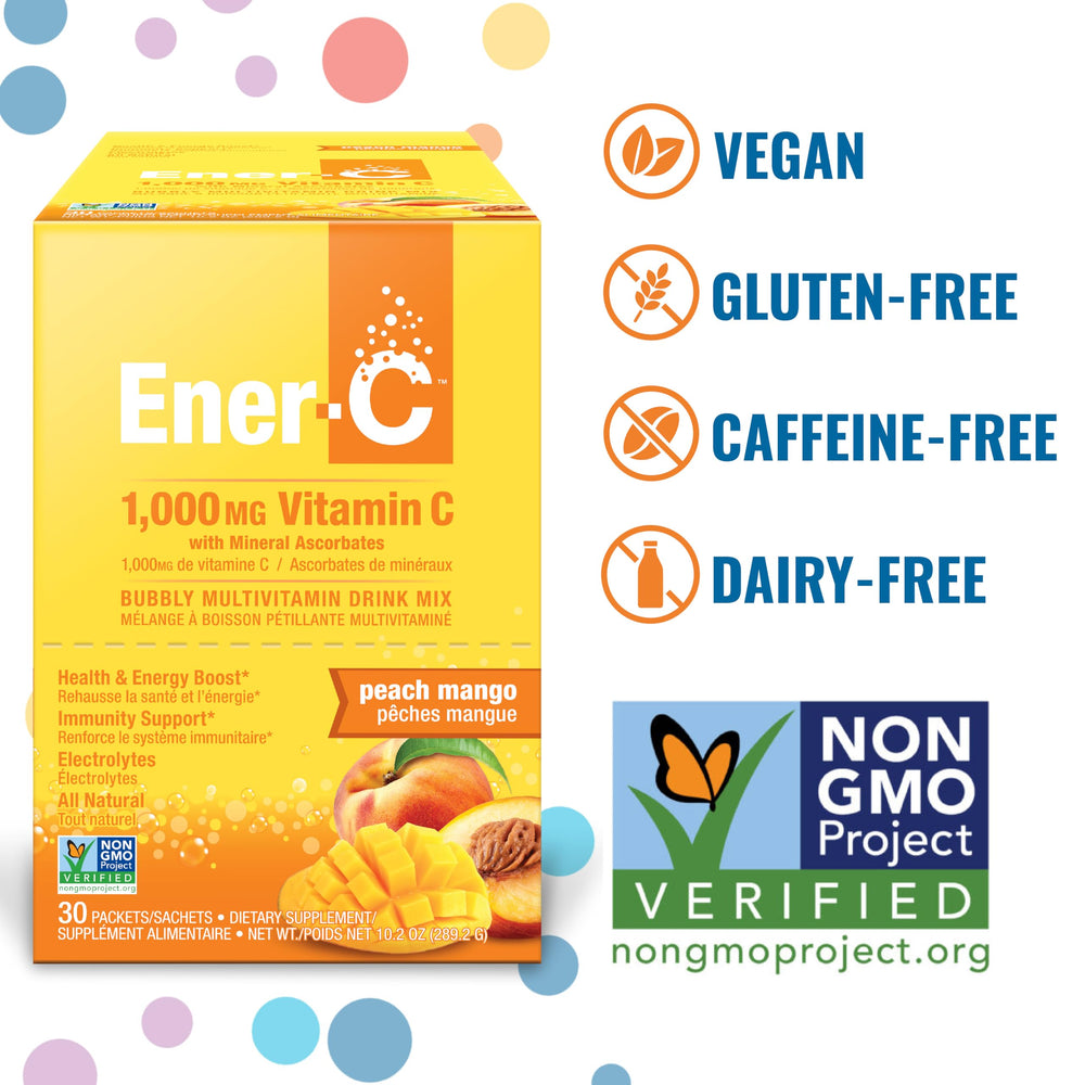 Ener-C Peach Mango outer box and logo