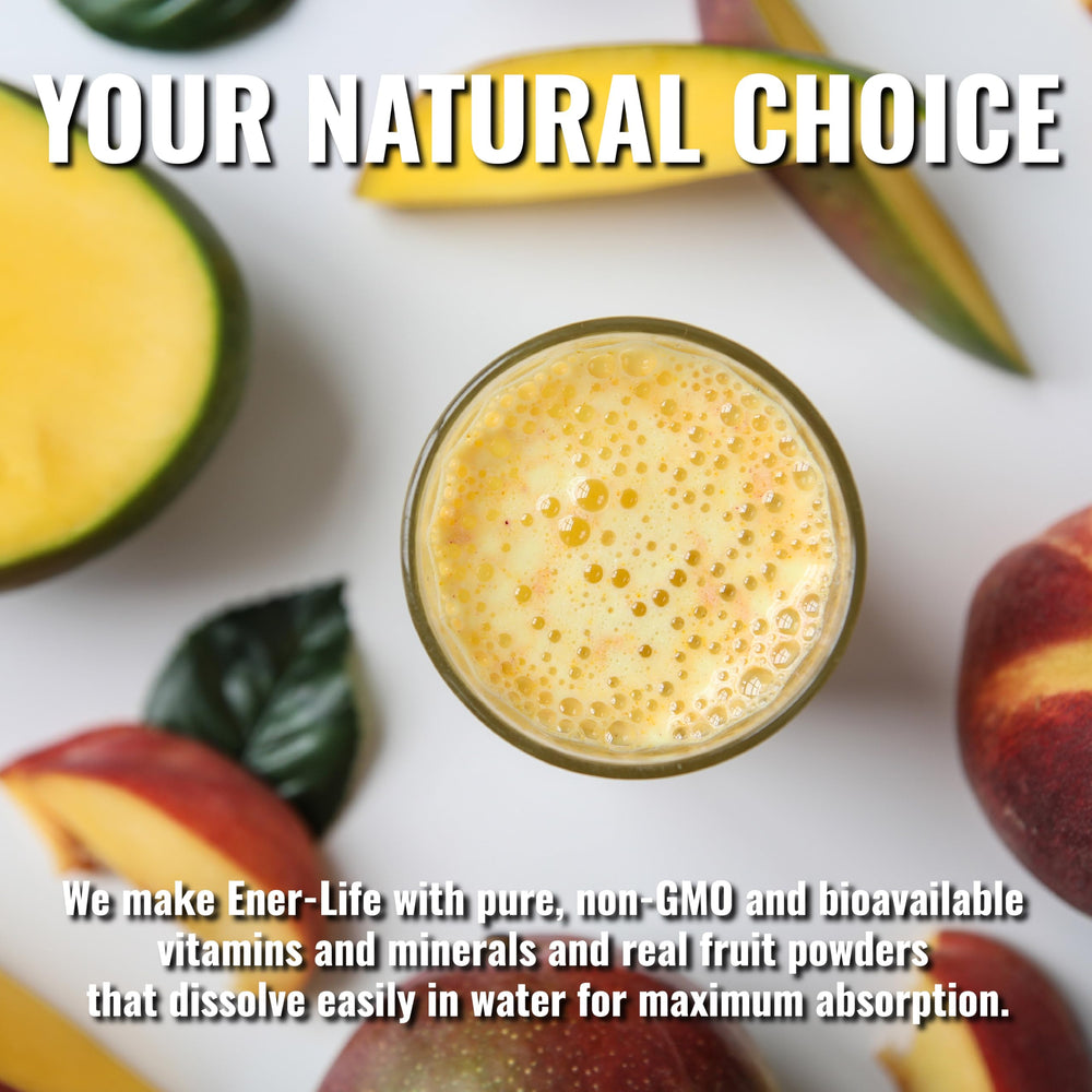 Close-up of Ener-C ingredients showing vitamin C and electrolytes