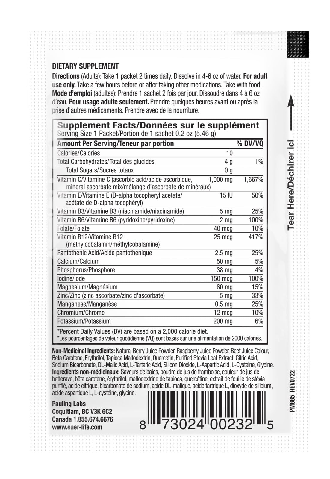 Real fruit juice powders used in Ener-C mix
