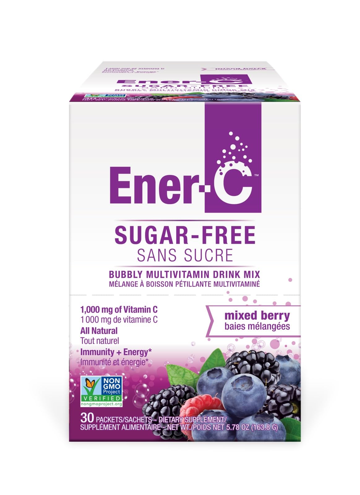 Ener-C Sugar Free Mixed Berry drink mix front packaging