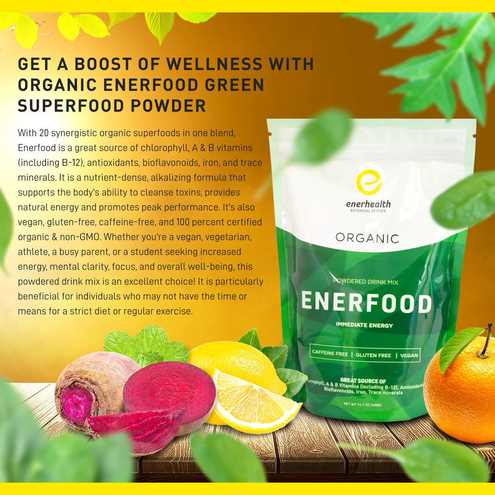 Close-up of spirulina, chlorella, and spinach in EnerFood blend