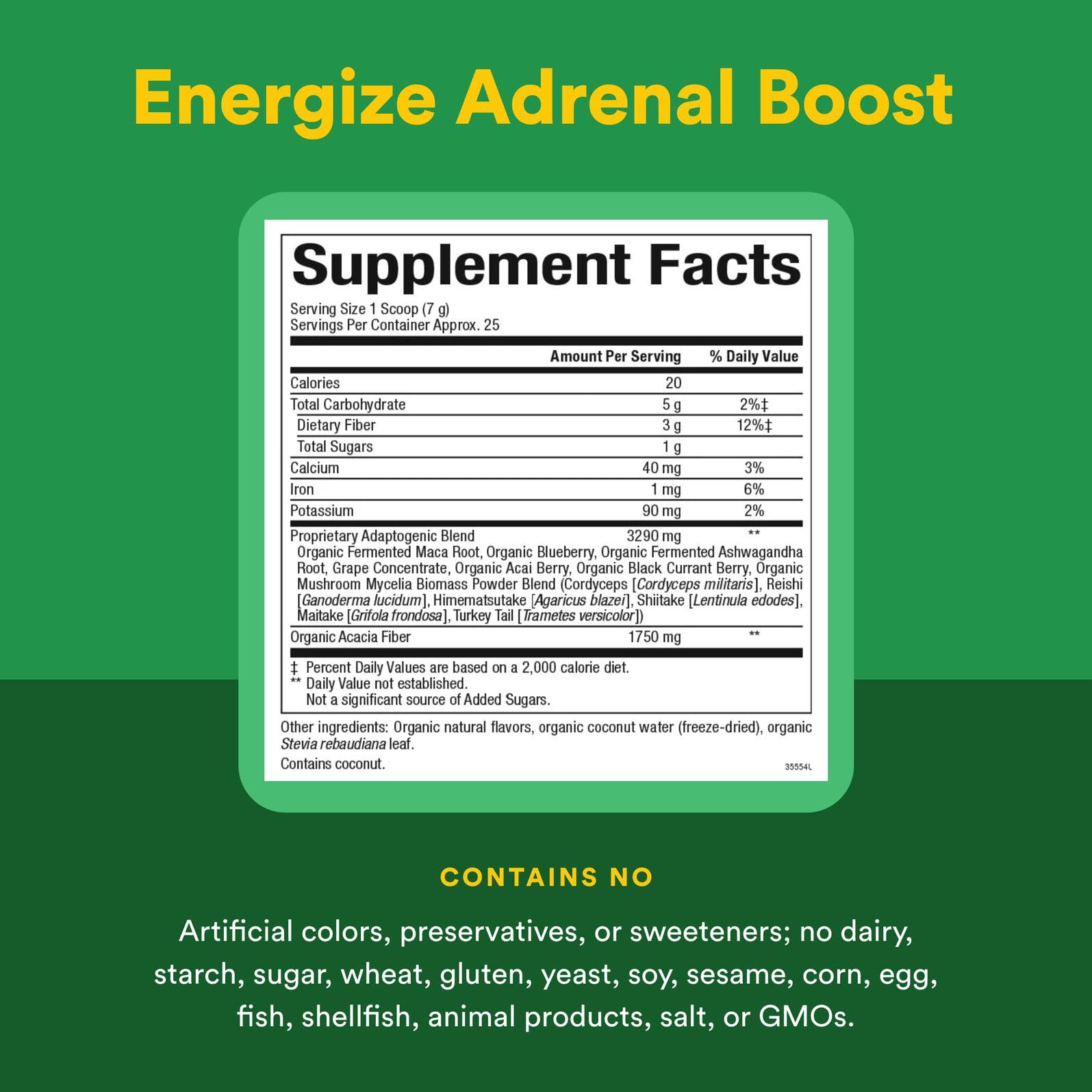 Organic mushroom blend included in Energize Adrenal Boost