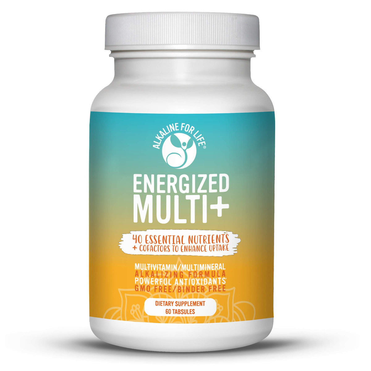 Front view of Energized Multi bottle with 60 tablets