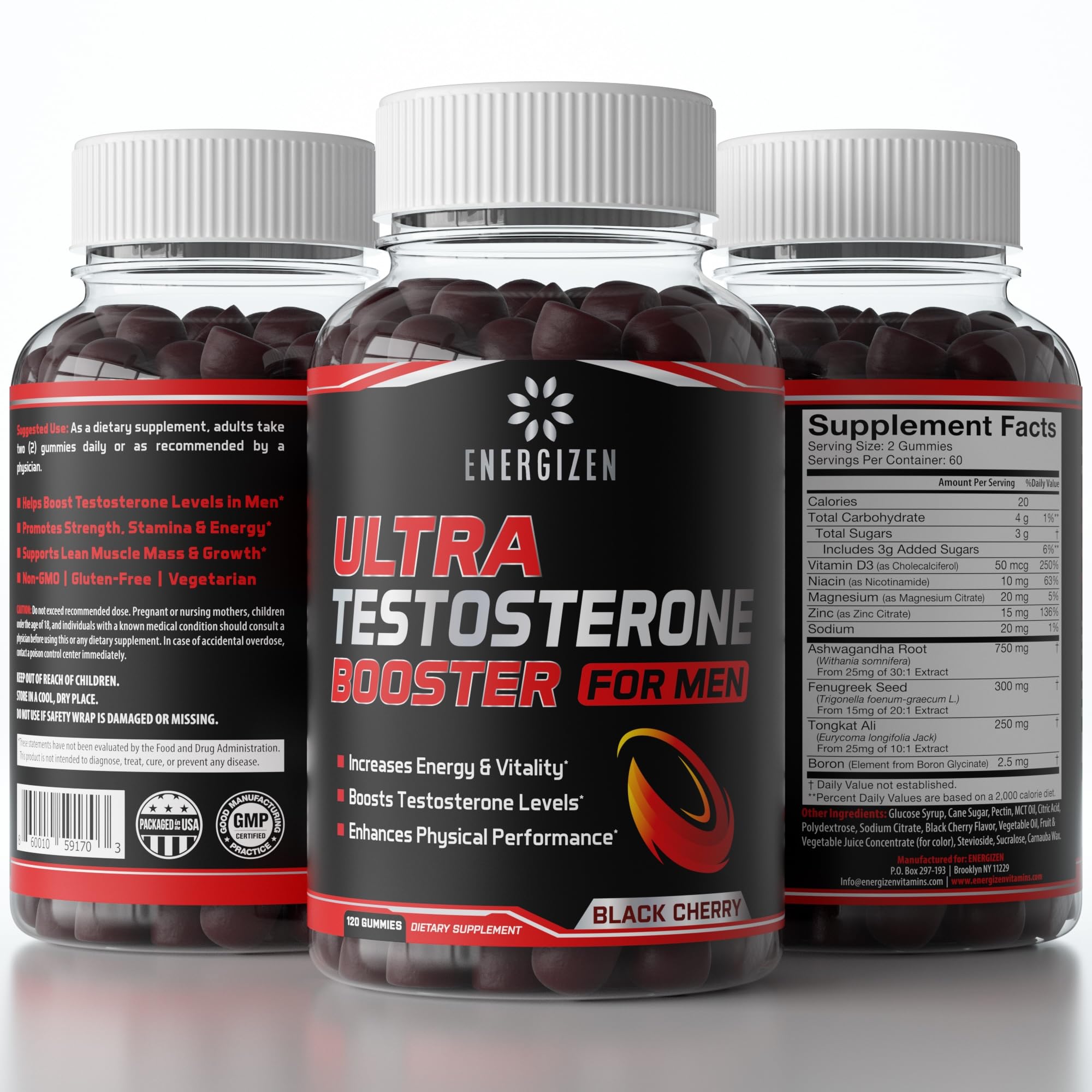 Energizen made-in-USA label signaling quality and non-GMO formulation.