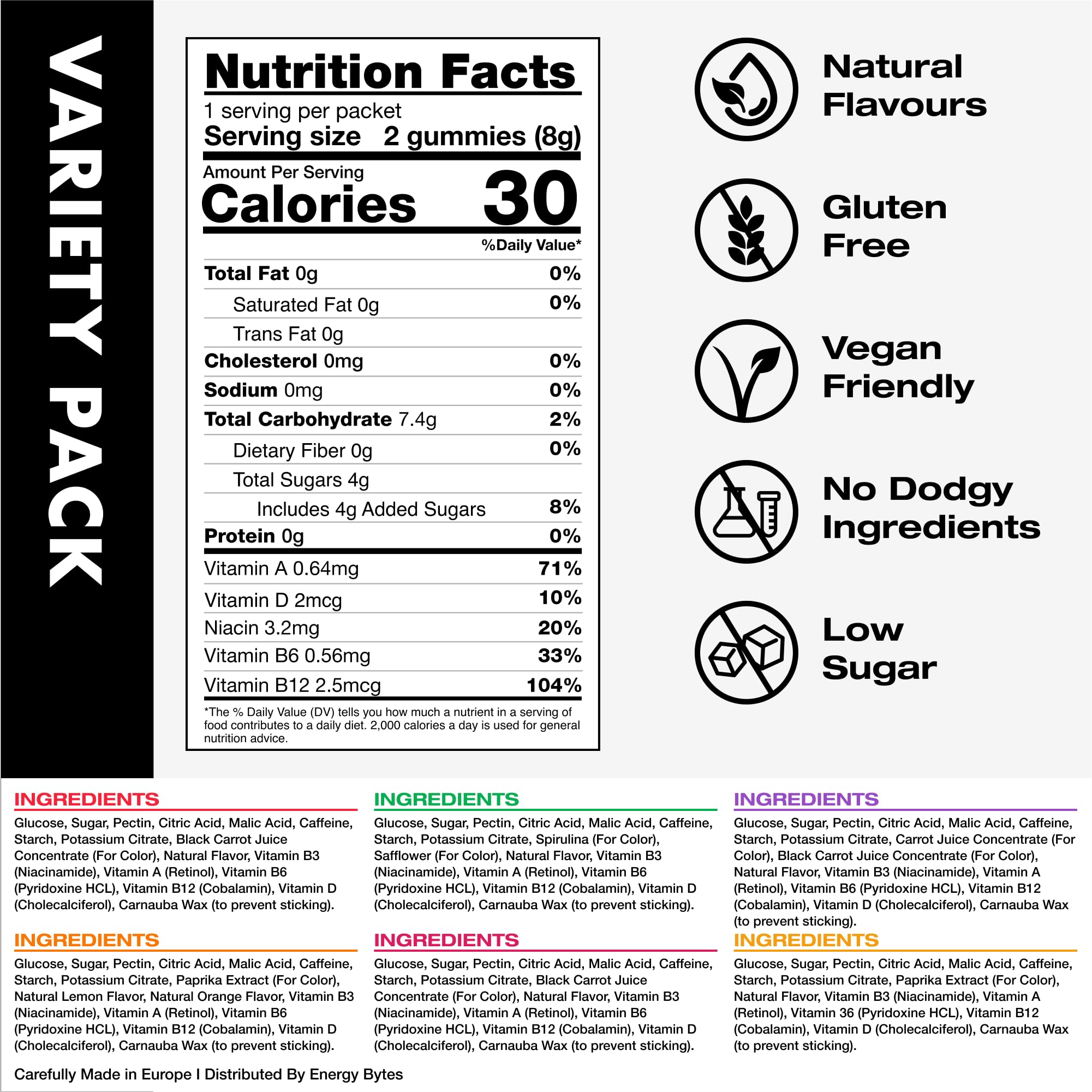 Energy Bytes Caffeine Gummies pocket-ready design supports quick energy during workouts.