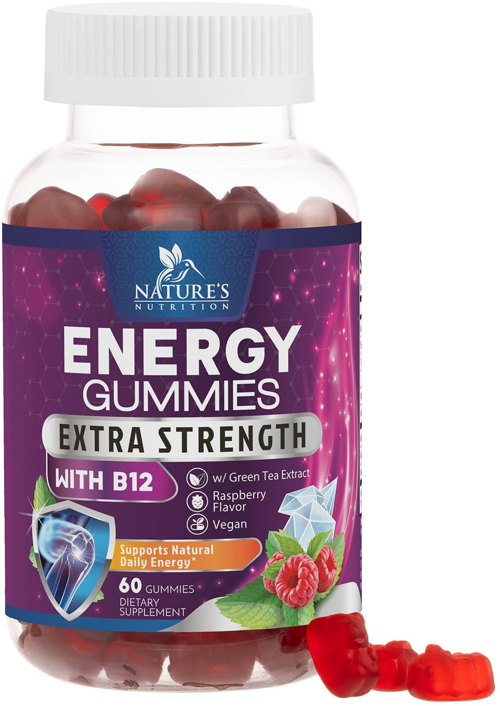 Energy Gummies 1000mcg Berry flavor bottle front