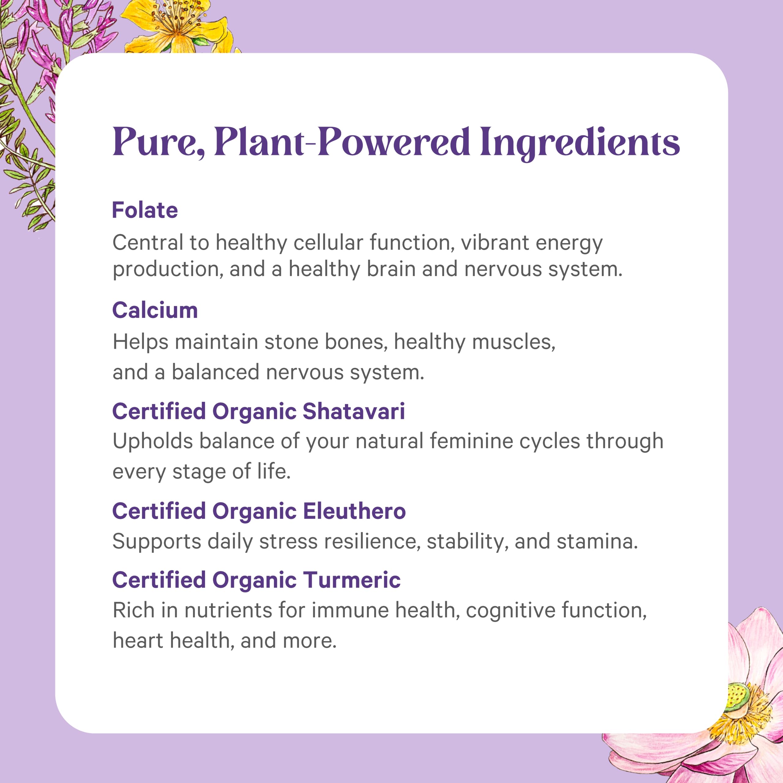 Graphic illustrating energy and immune support benefits for women