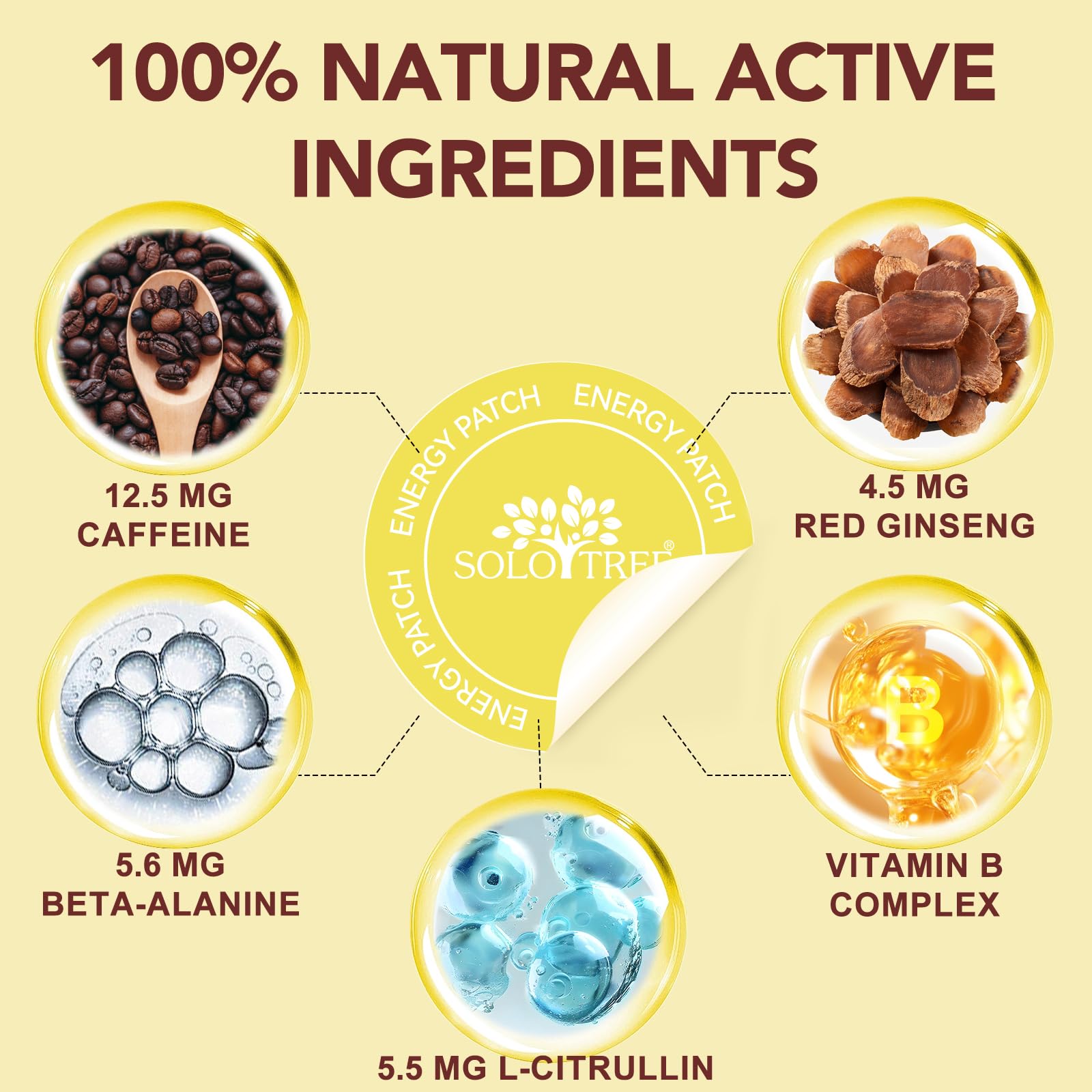 Energy patch with vitamin blend on skin