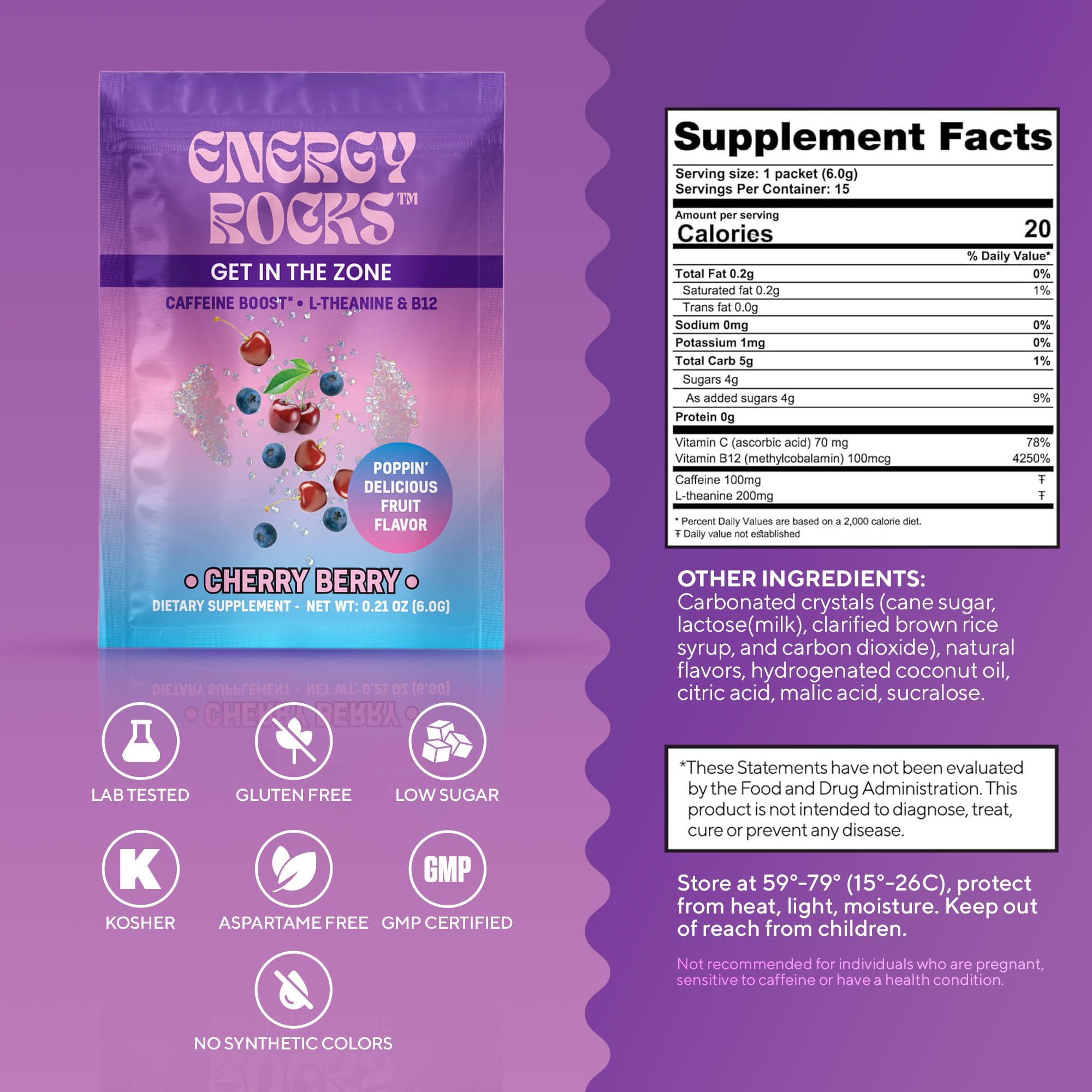 Energy Rocks No Water Tongue-dispense Crystals deliver fast energy directly to the tongue.