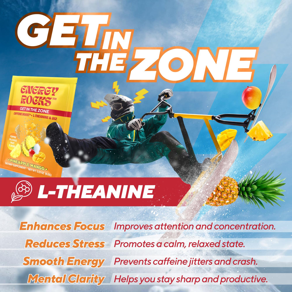 Energy Rocks balanced 1:2 caffeine-to-theanine ratio — steady focus without crash.