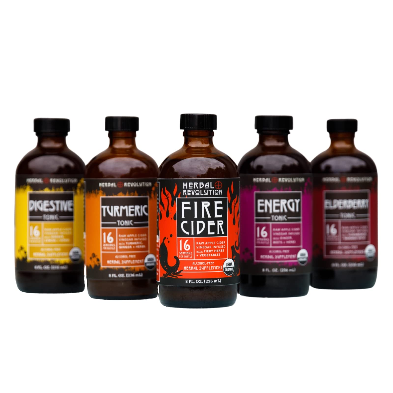 8 oz bottle of Herbal Revolution Energy Tonic ready to use