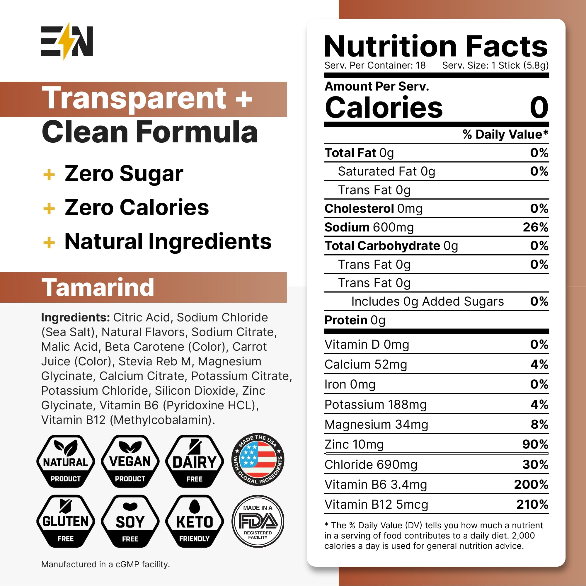 Engineered Nutrition sugar-free electrolyte tamarind packet pour into glass for keto hydration