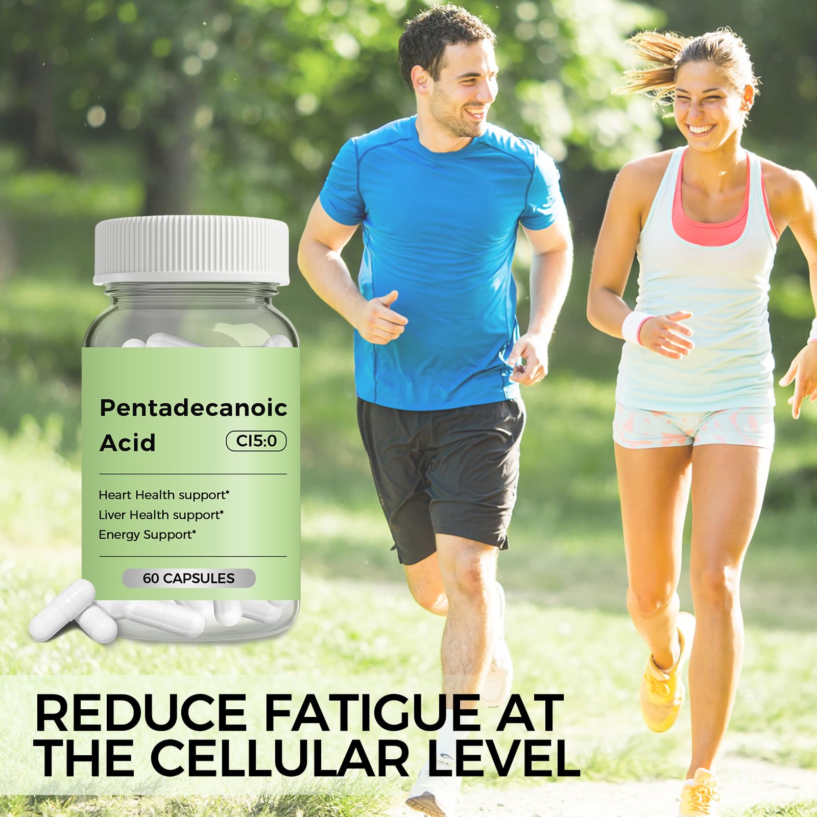 Illustration showing additive-free Pentadecanoic Acid capsules