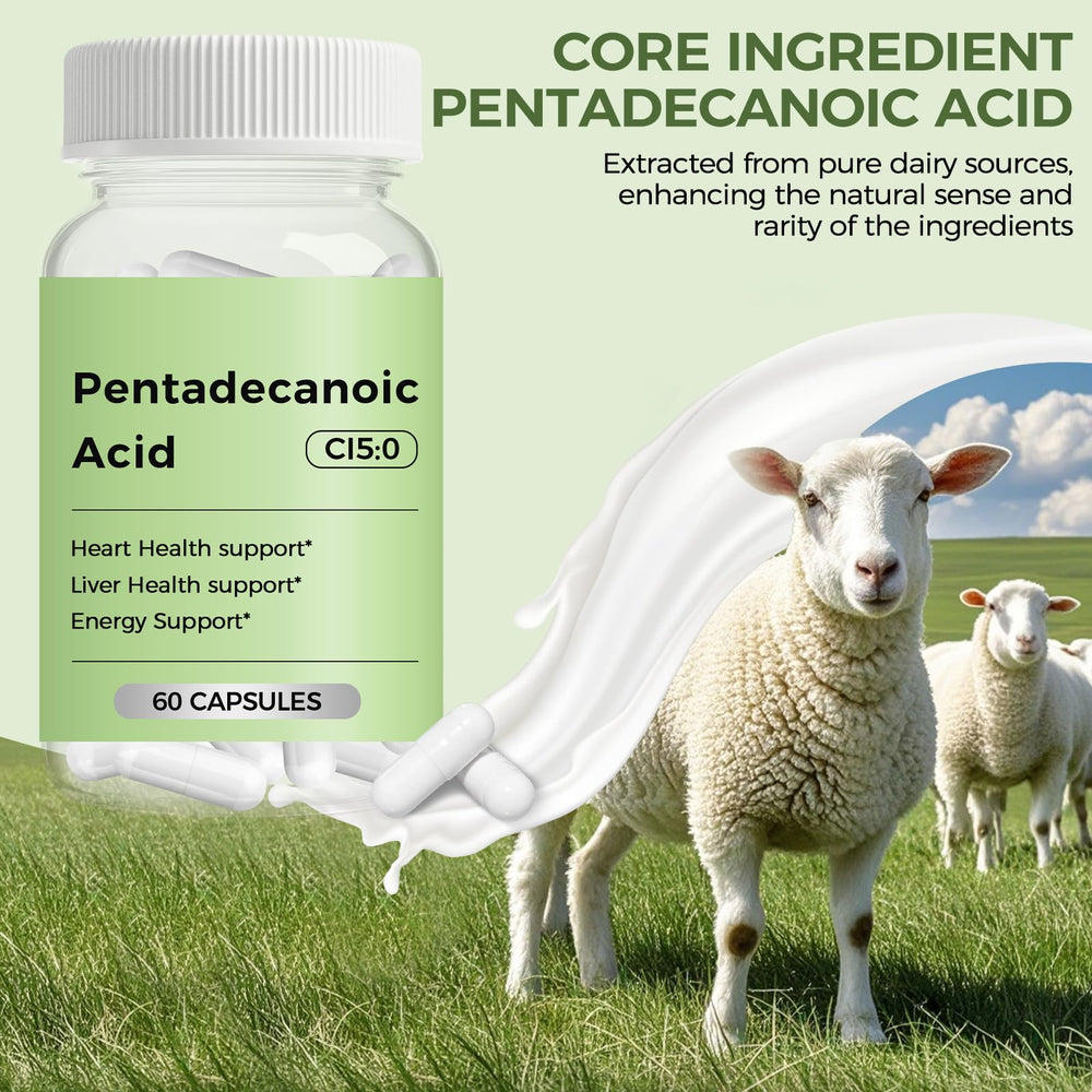 Close-up view of Pentadecanoic Acid (C15:0) capsules