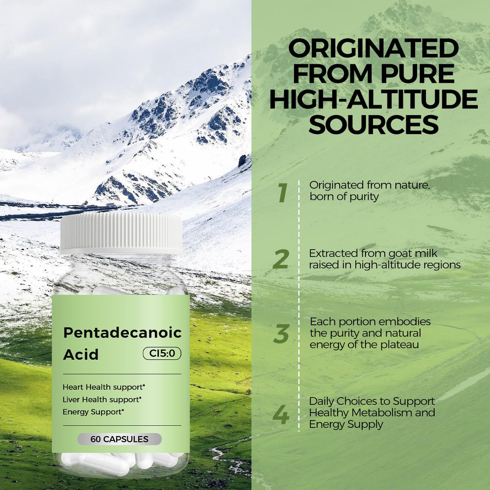 Close-up of C15:0 Pentadecanoic Acid capsules from high-altitude sheep milk