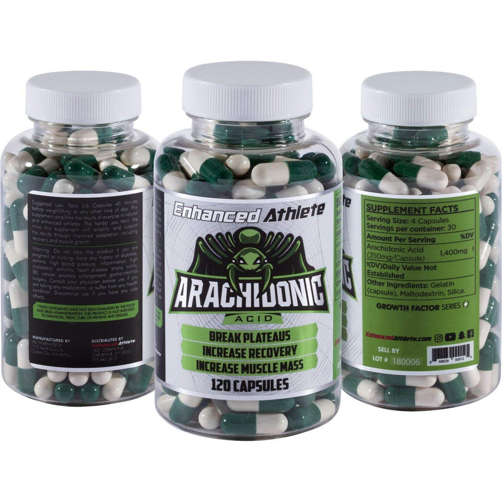 Enhanced Athlete Arachidonic Acid supplement bottle with 120 capsules