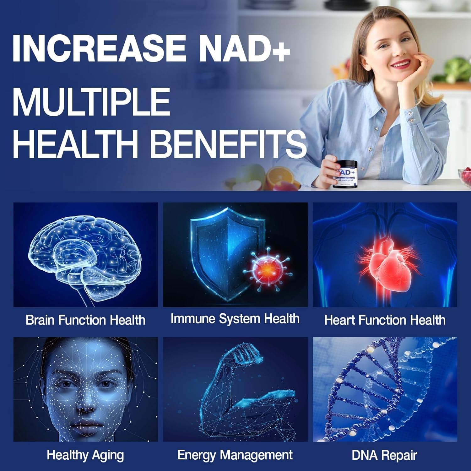 NAD+ supplement boosting energy and cognitive focus
