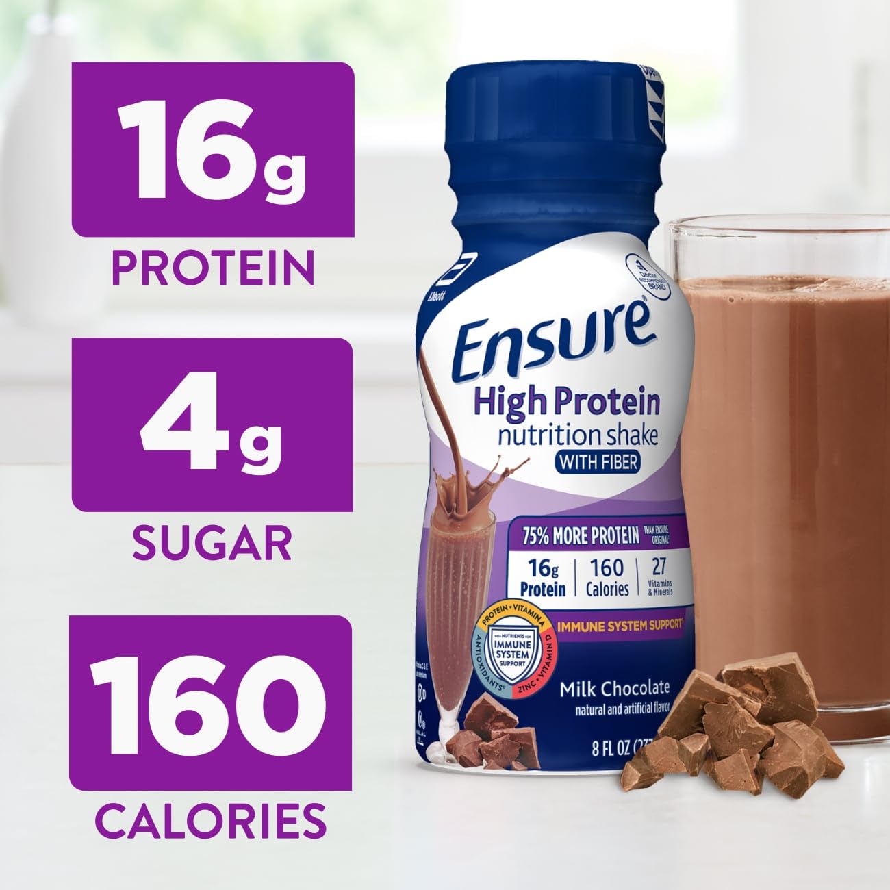Ensure High Protein Vanilla shake bottle, 8 oz, 24-pack