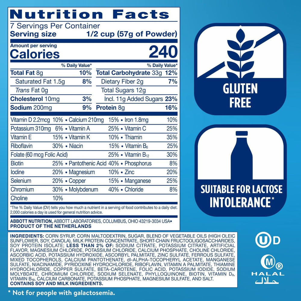 Close-up of nutrition facts and ingredients on label