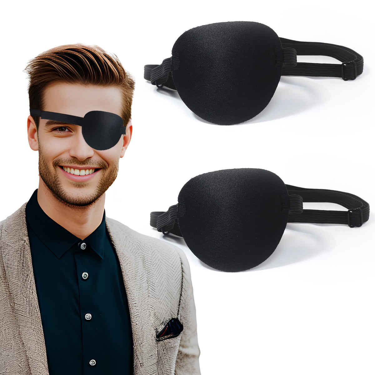 enttgo eye patch with adjustable elastic headband close-up