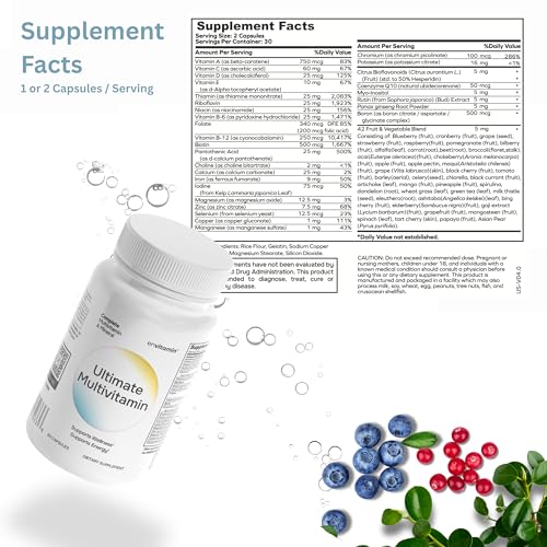 Close-up of a liquid capsule with 42 fruit and vegetable blend