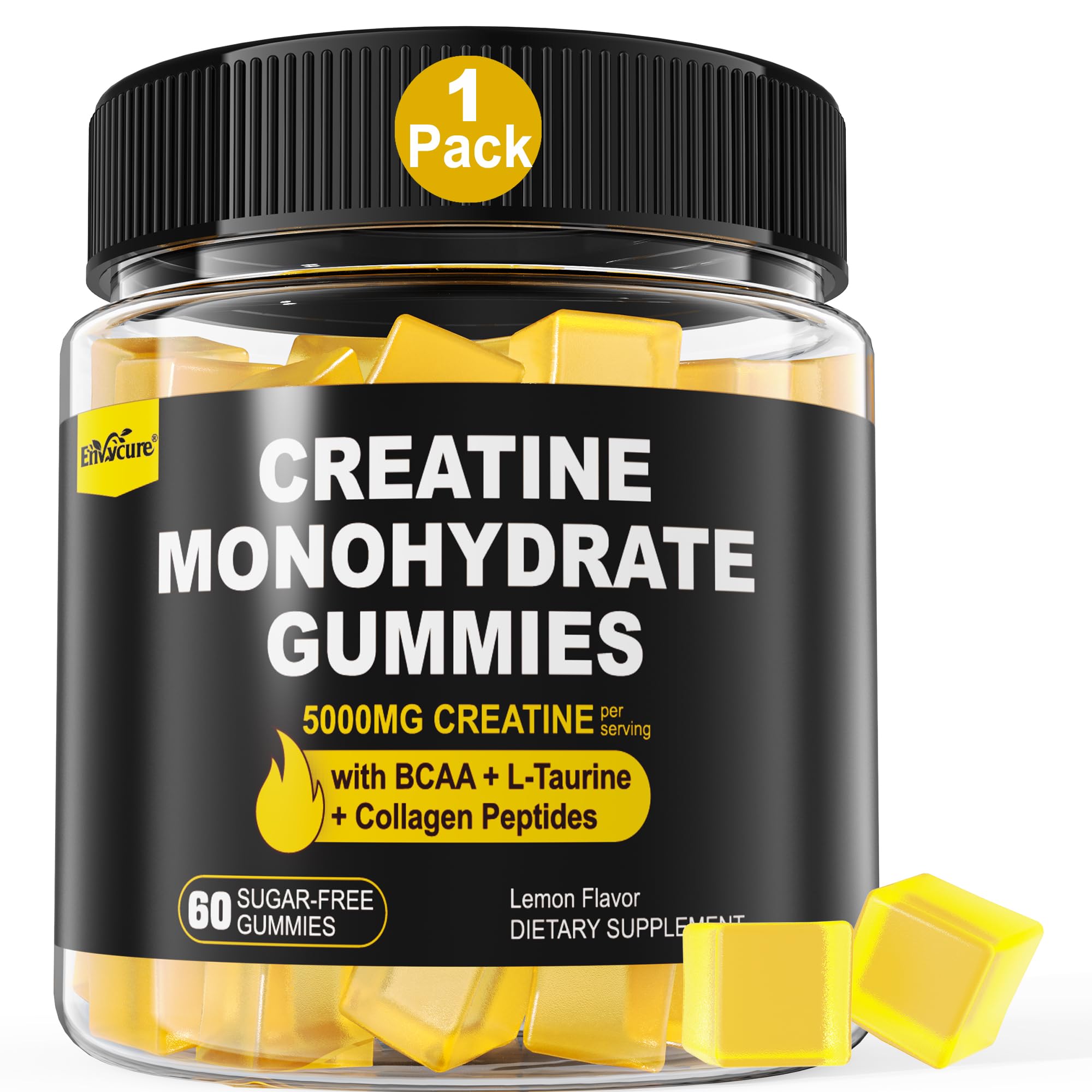 EnvyCure Creatine Gummies packaging with lemon flavor