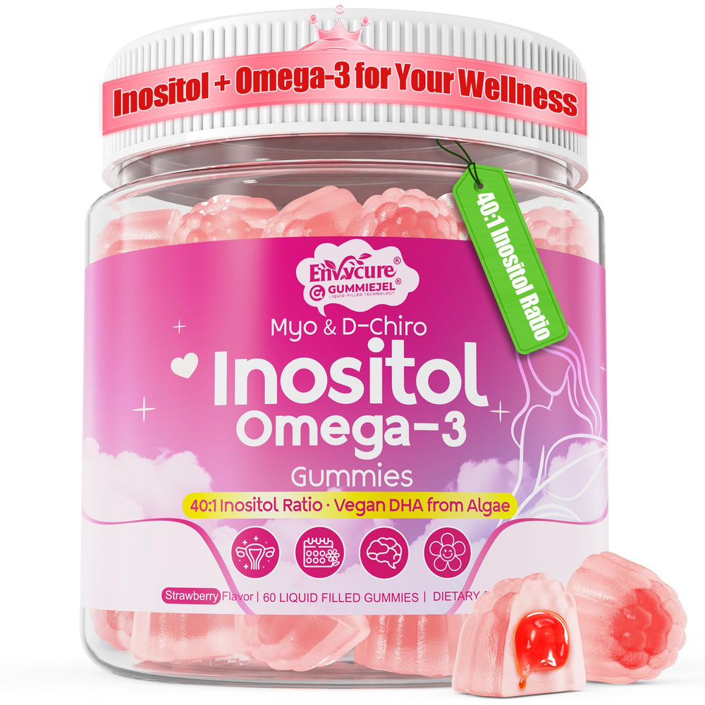 Front view of EnvyCure Inositol + Omega-3 Gummies for Women (60-count) package