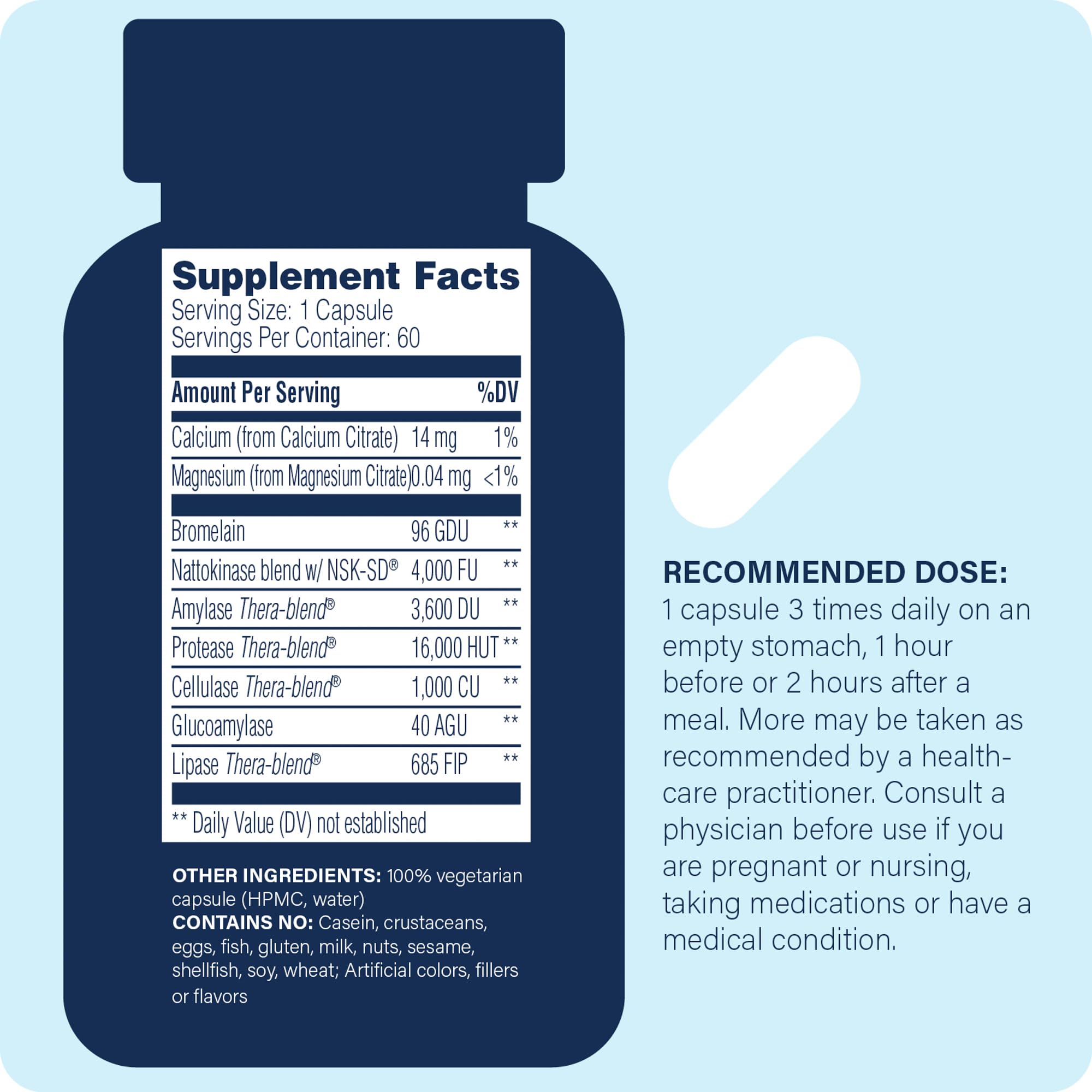 Nattokinase Pro bottle label highlighting NSK-SD and vegan kosher organic formula