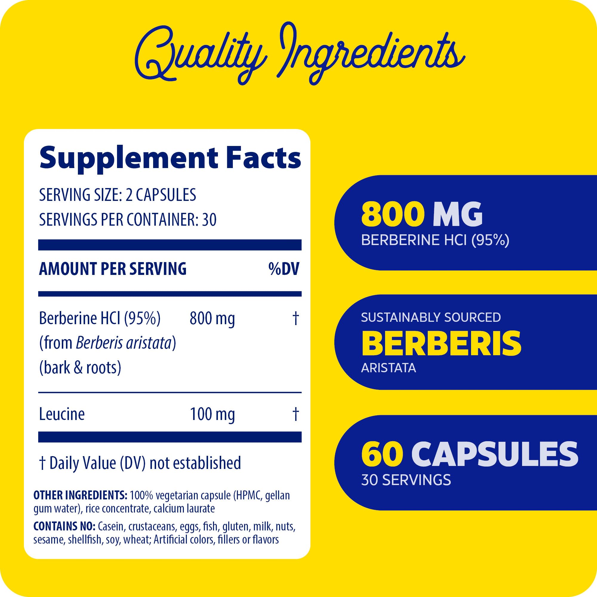 Back packaging with product information for Enzymedica Berberine 800 mg pack of 2