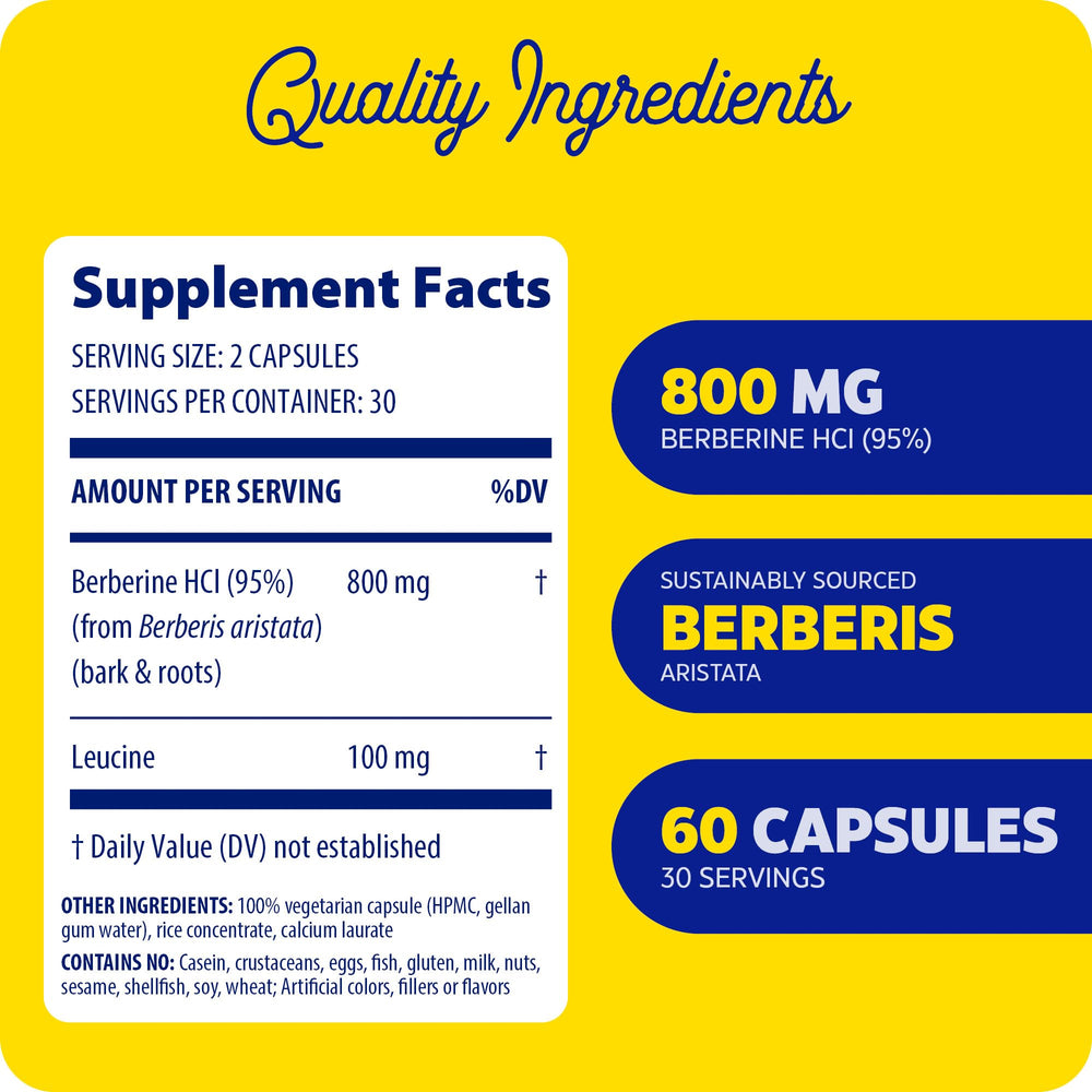 Back packaging with product information for Enzymedica Berberine 800 mg pack of 2