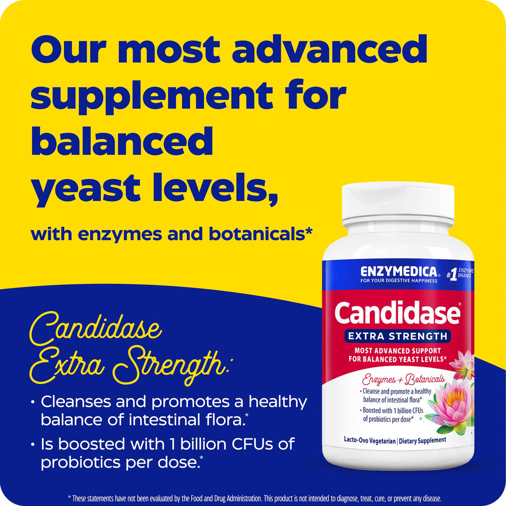 Candidase Extra Strength product image showcasing Thera-blend enzyme technology