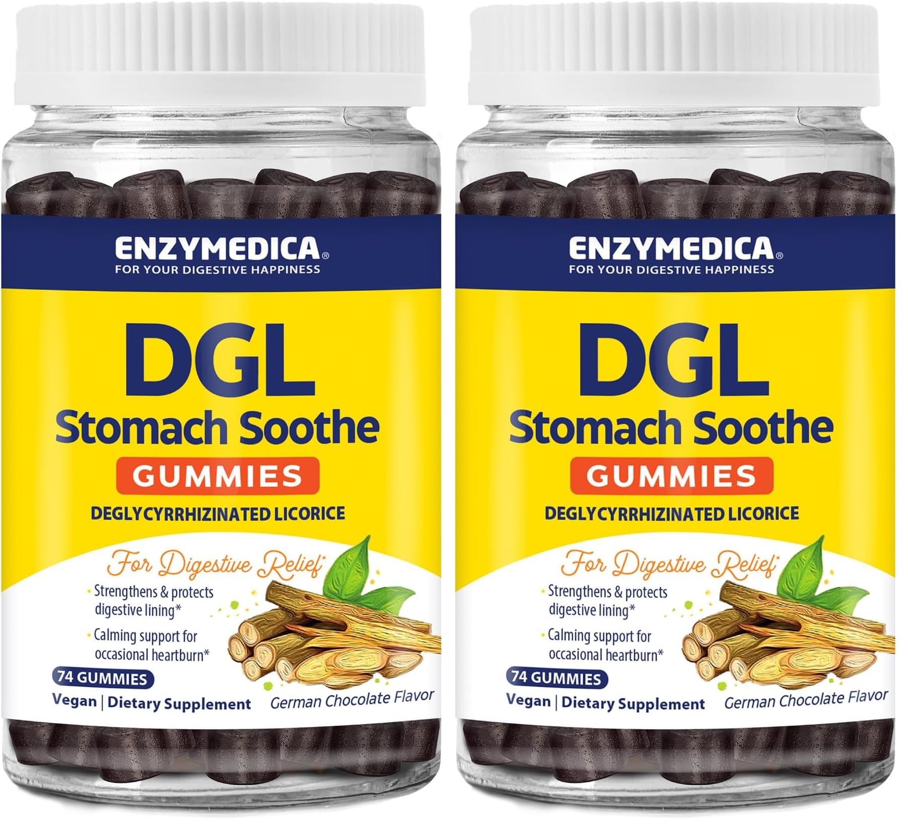 Enzymedica DGL Stomach Soothe Gummies bottle - chocolate flavor