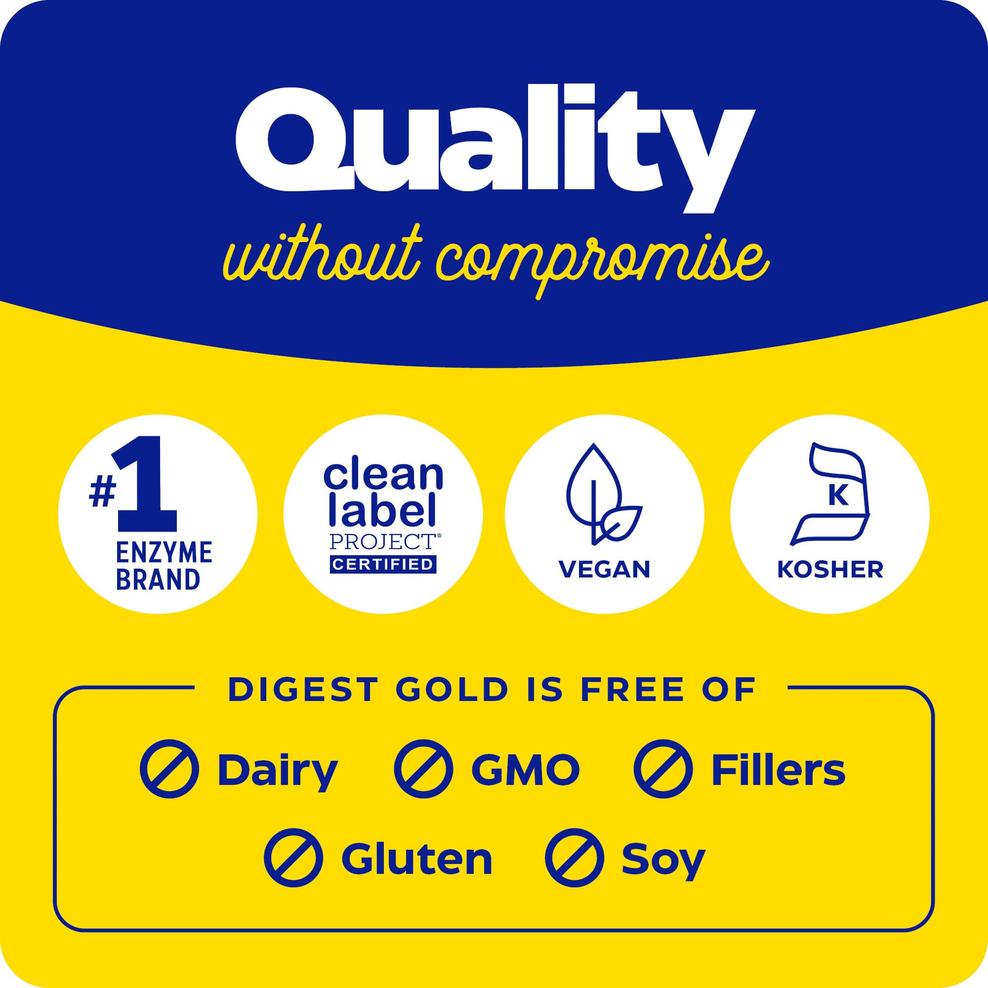 Gluten-free and vegan credentials highlighted on Digest Gold packaging