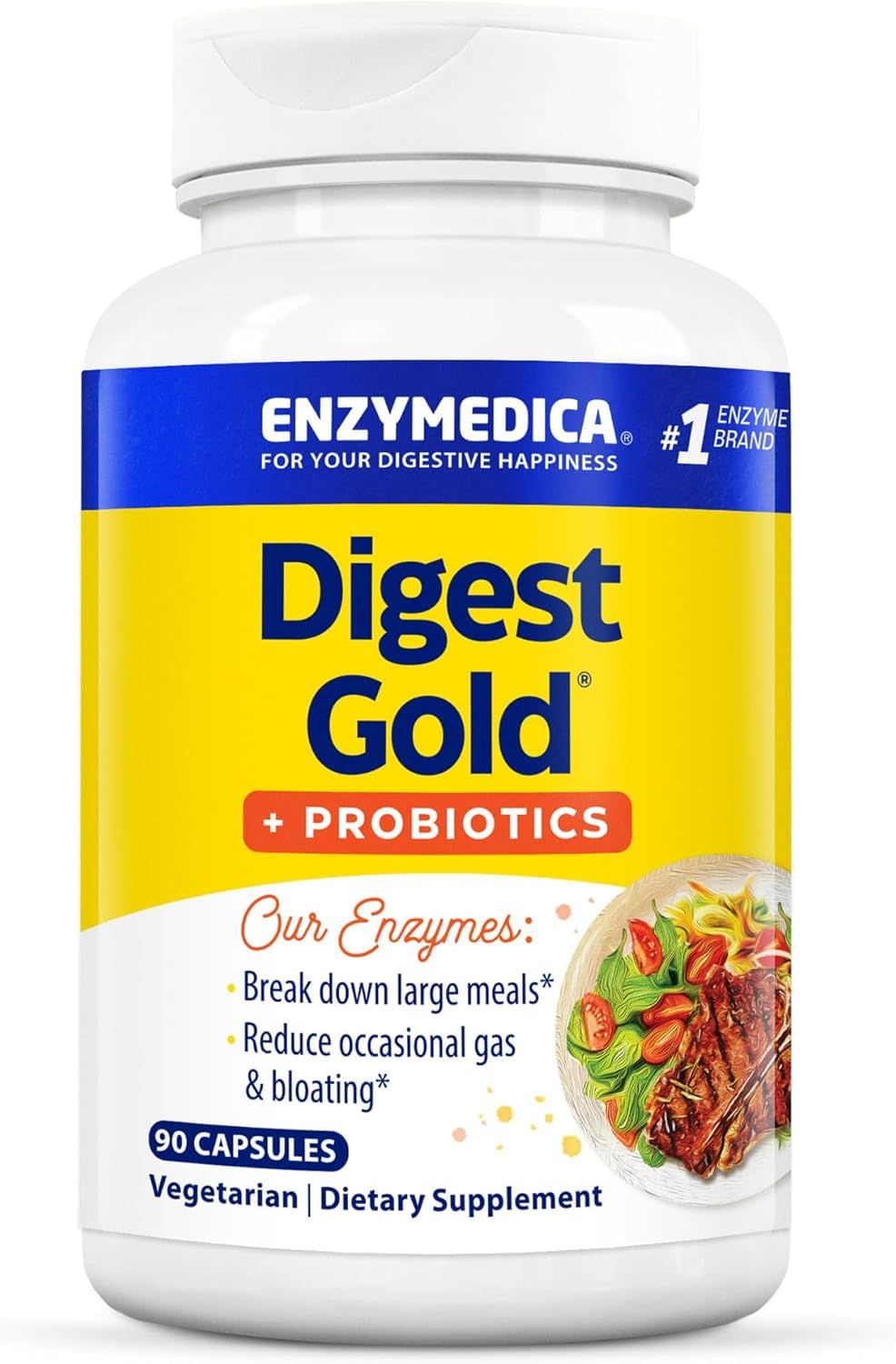 Front view of Enzymedica Digest Gold + Probiotics bottle