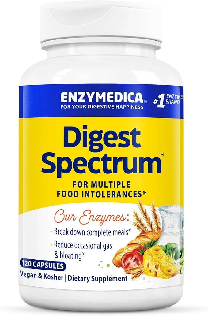 Enzymedica Digest Spectrum bottle label featuring vegan enzyme formula