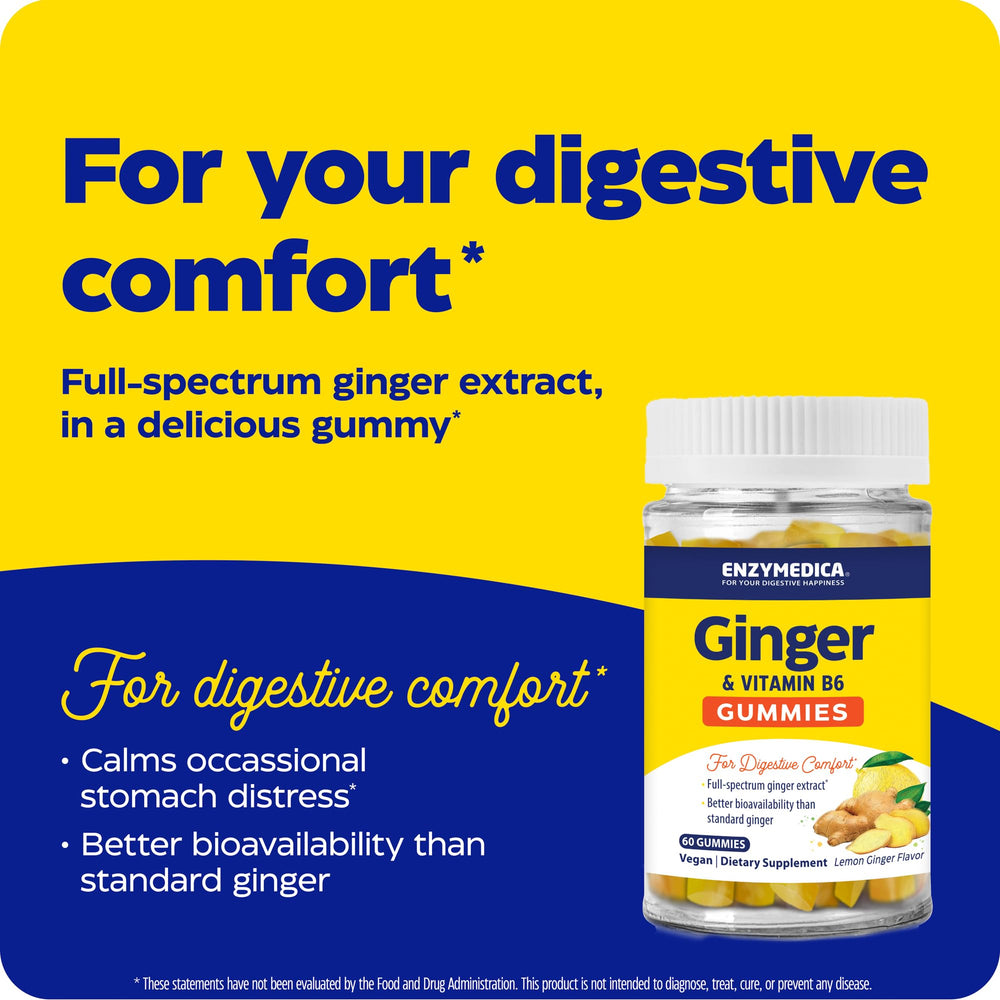 Vitamin B6 illustration with ginger imagery on packaging