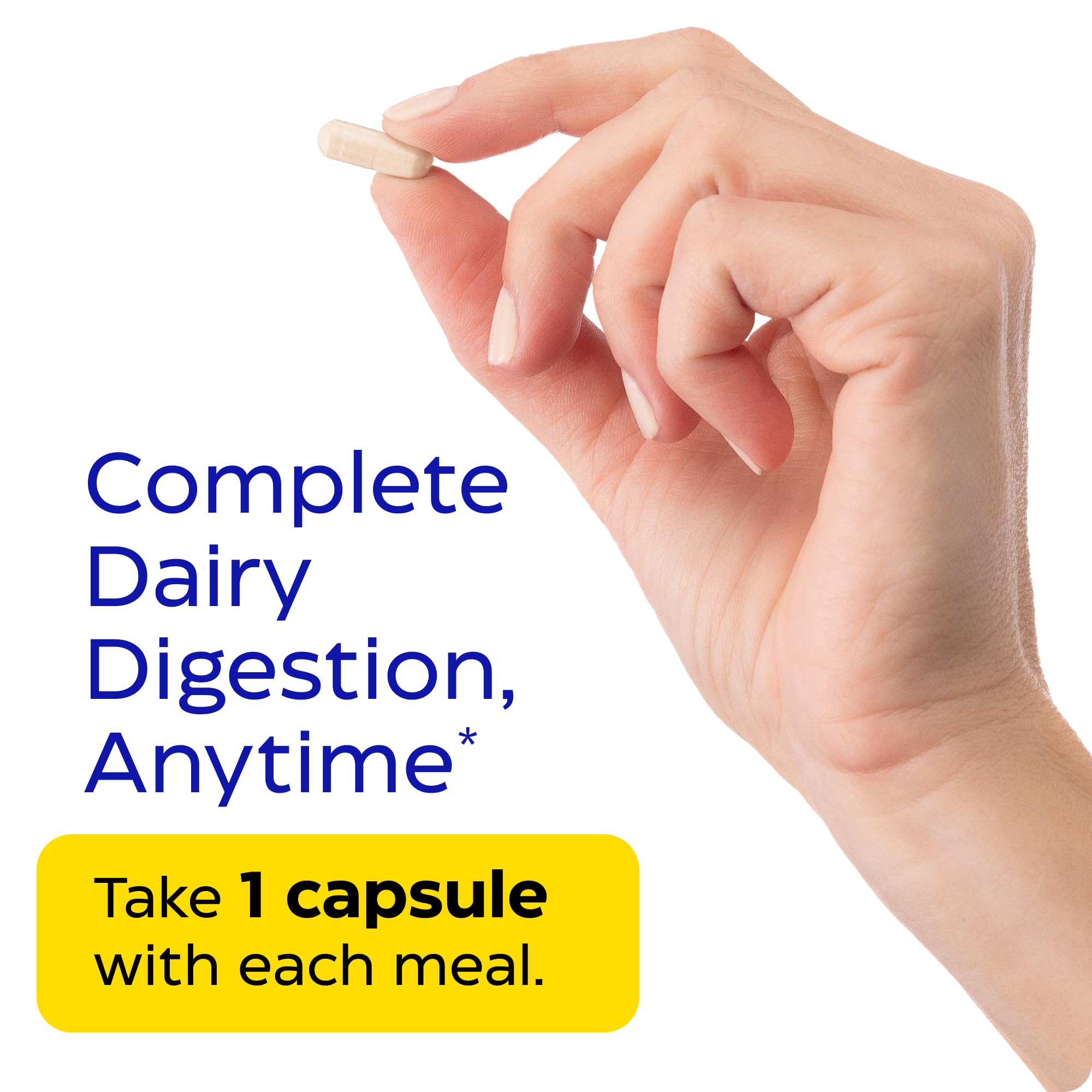 Graphic showing 3-in-1 dairy digestion: lactose, casein, and fat