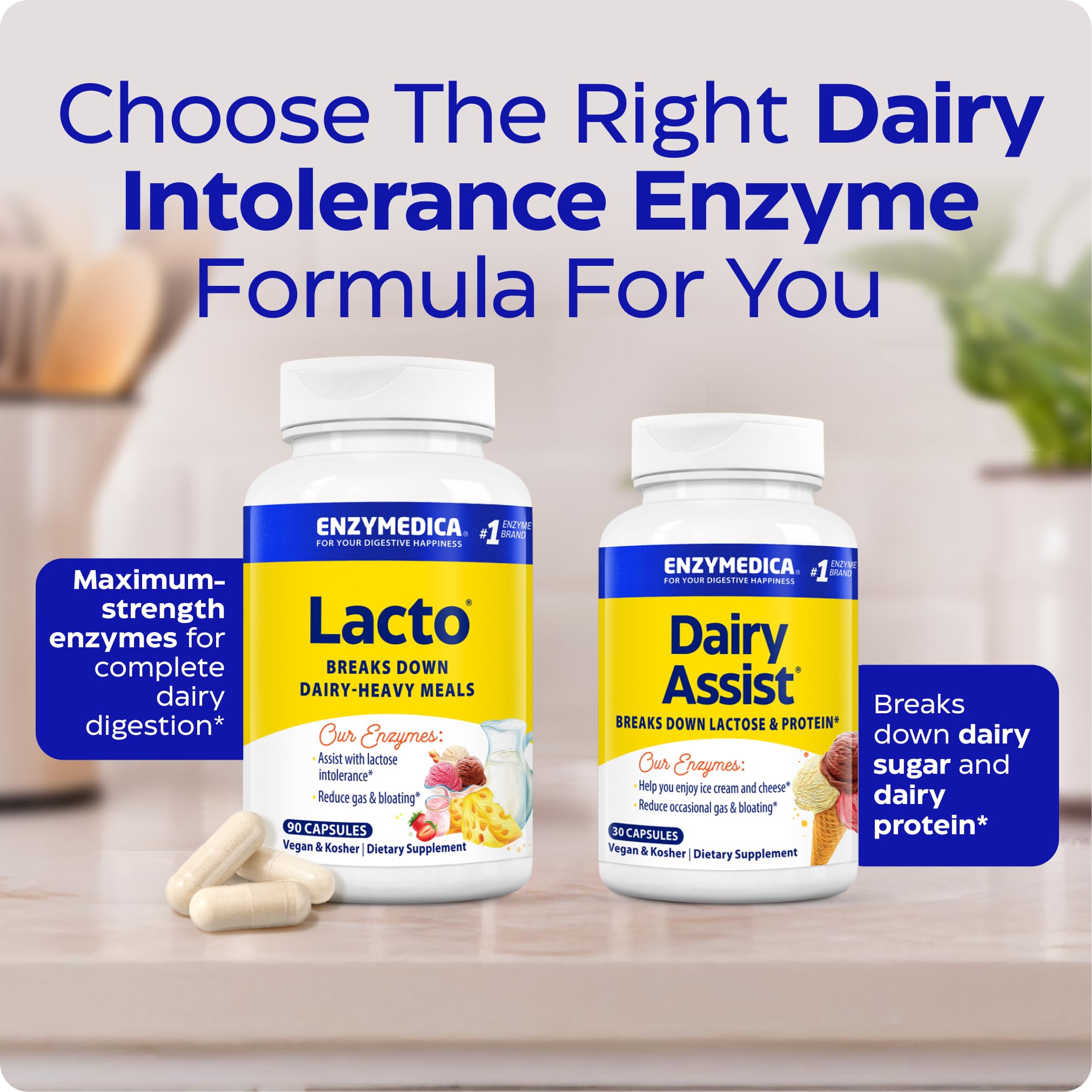 Dairy digestion graphic on Enzymedica Lacto packaging