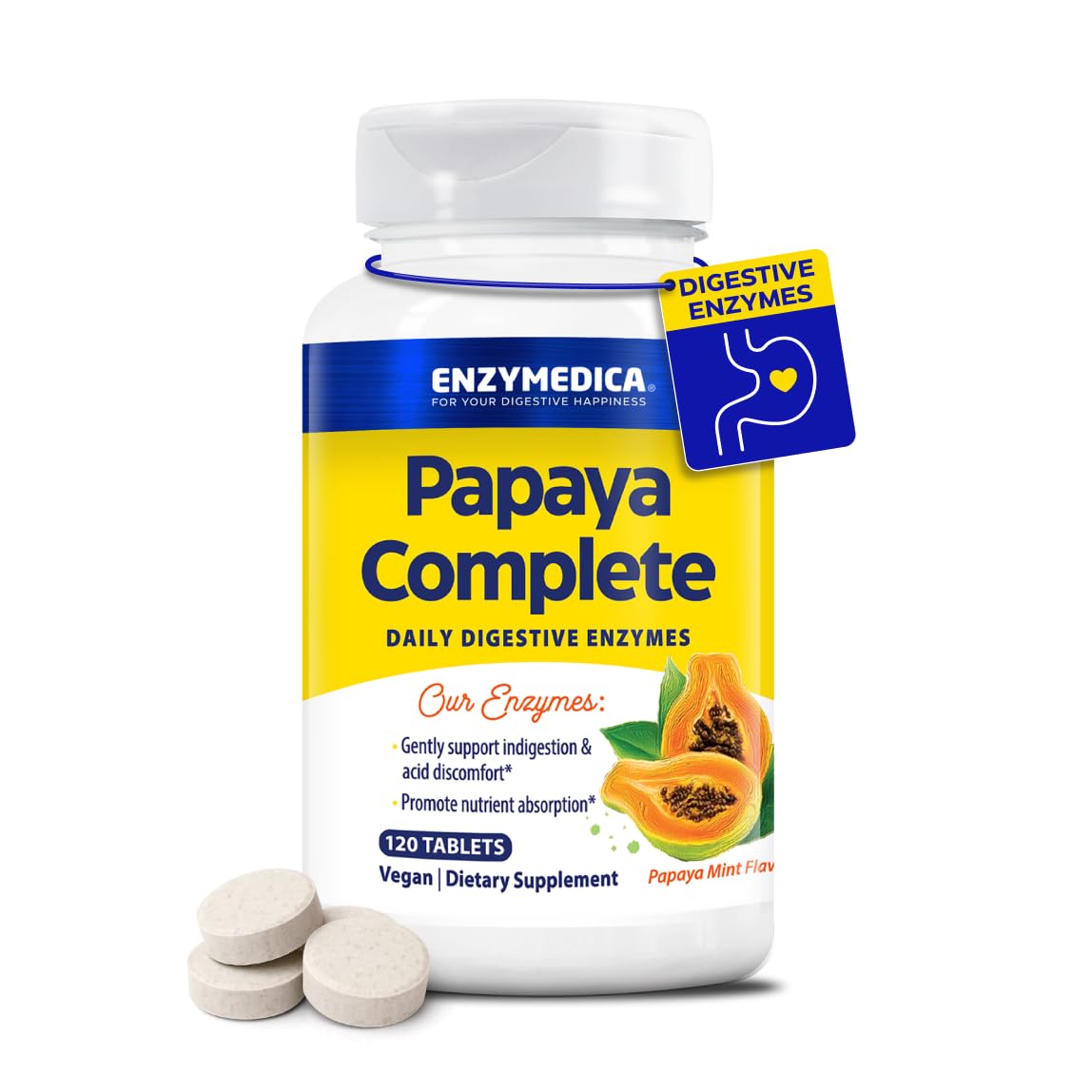 Enzymedica Papaya Enzymes Chewables bottle with mint flavor