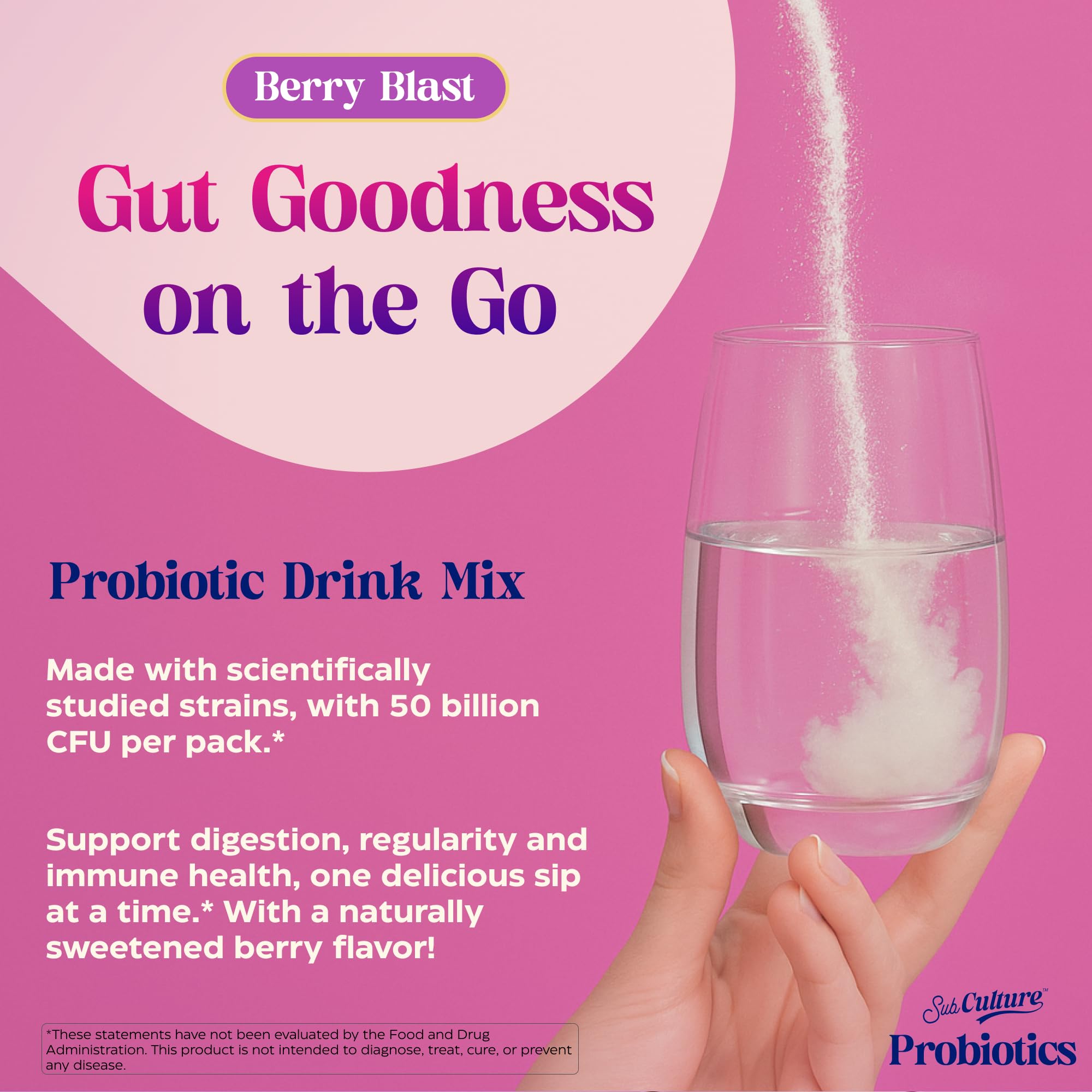Front of SubCulture Berry Blast probiotic stick packs