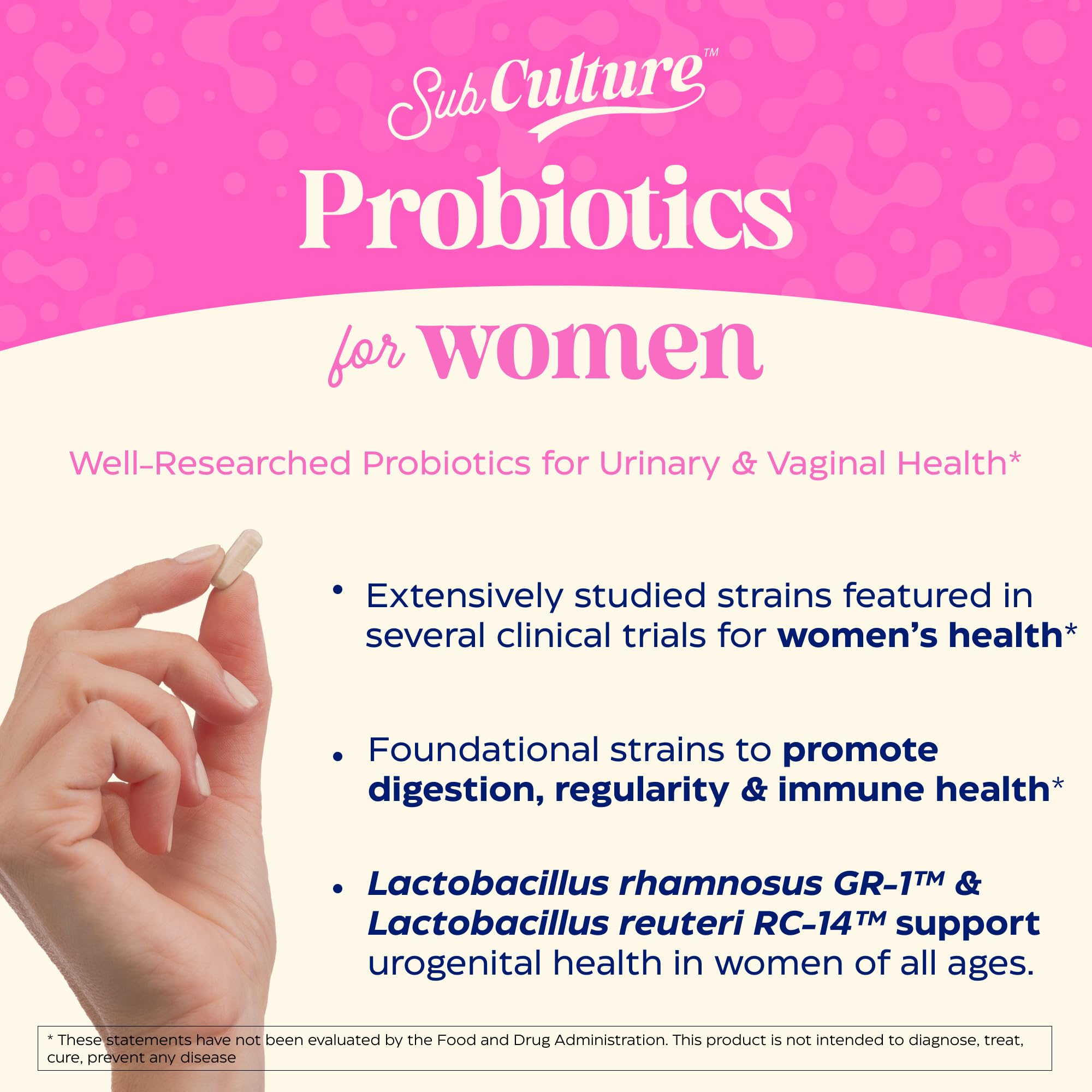 Bottle and packaging of Enzymedica SubCulture Probiotics for Women