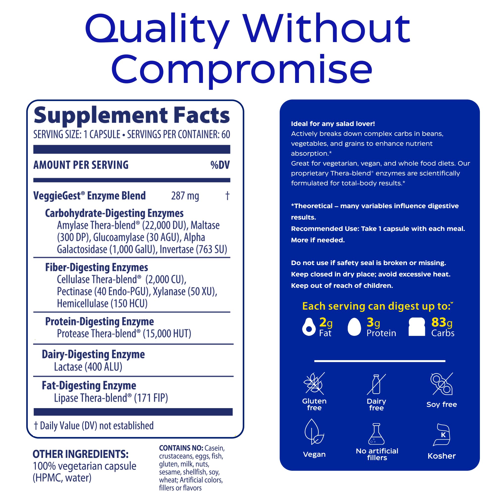 Vegan and Kosher certification icons on VeggieGest packaging