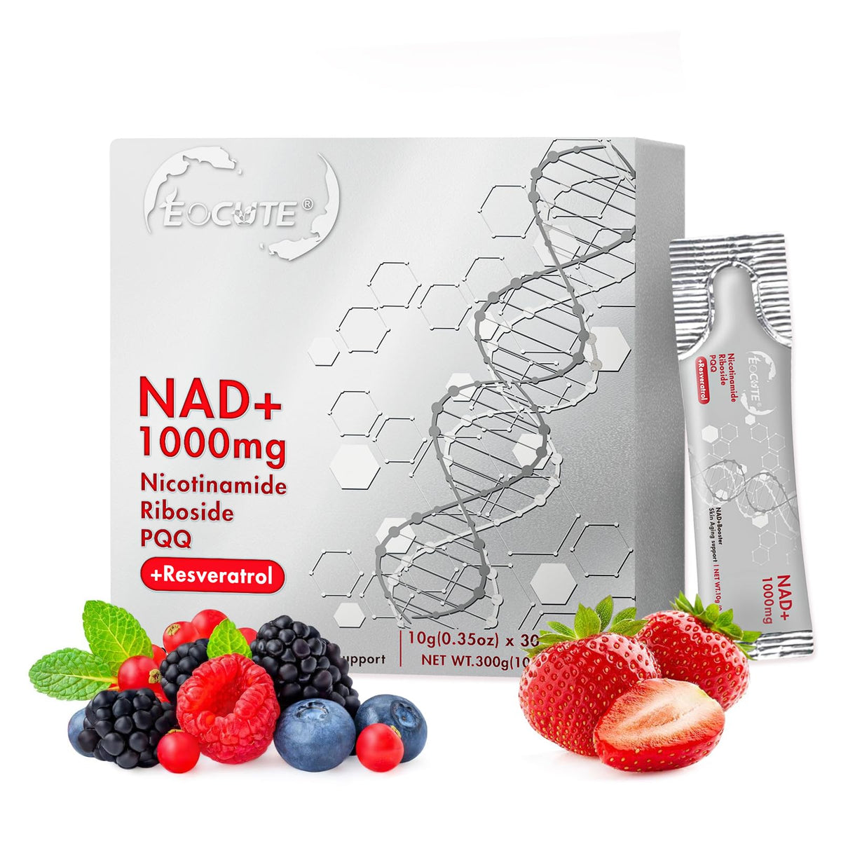 EOCUTE NAD Liquid Strawberry Pack on-the-go single-serve packet