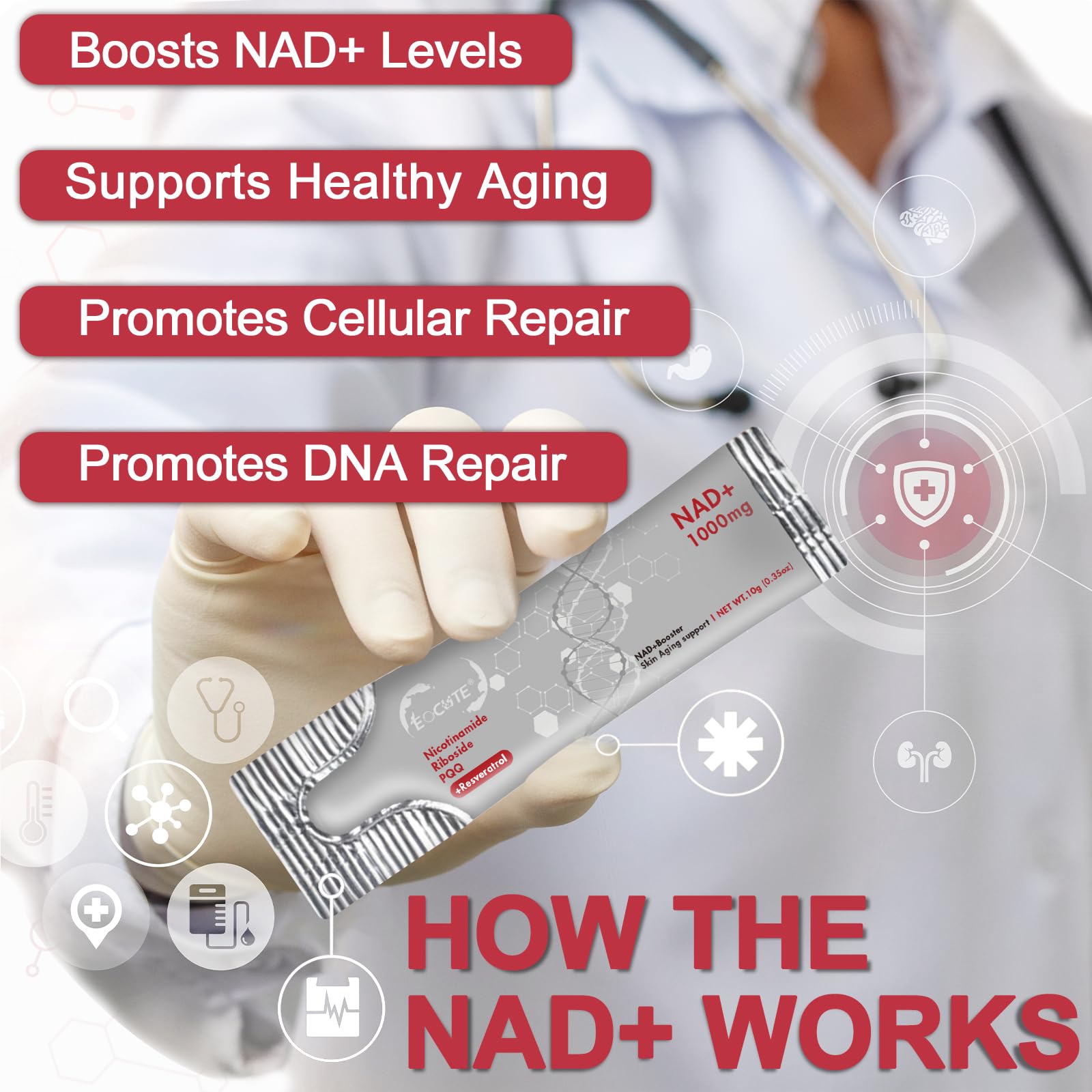 Visual representing cellular energy and anti-aging benefits