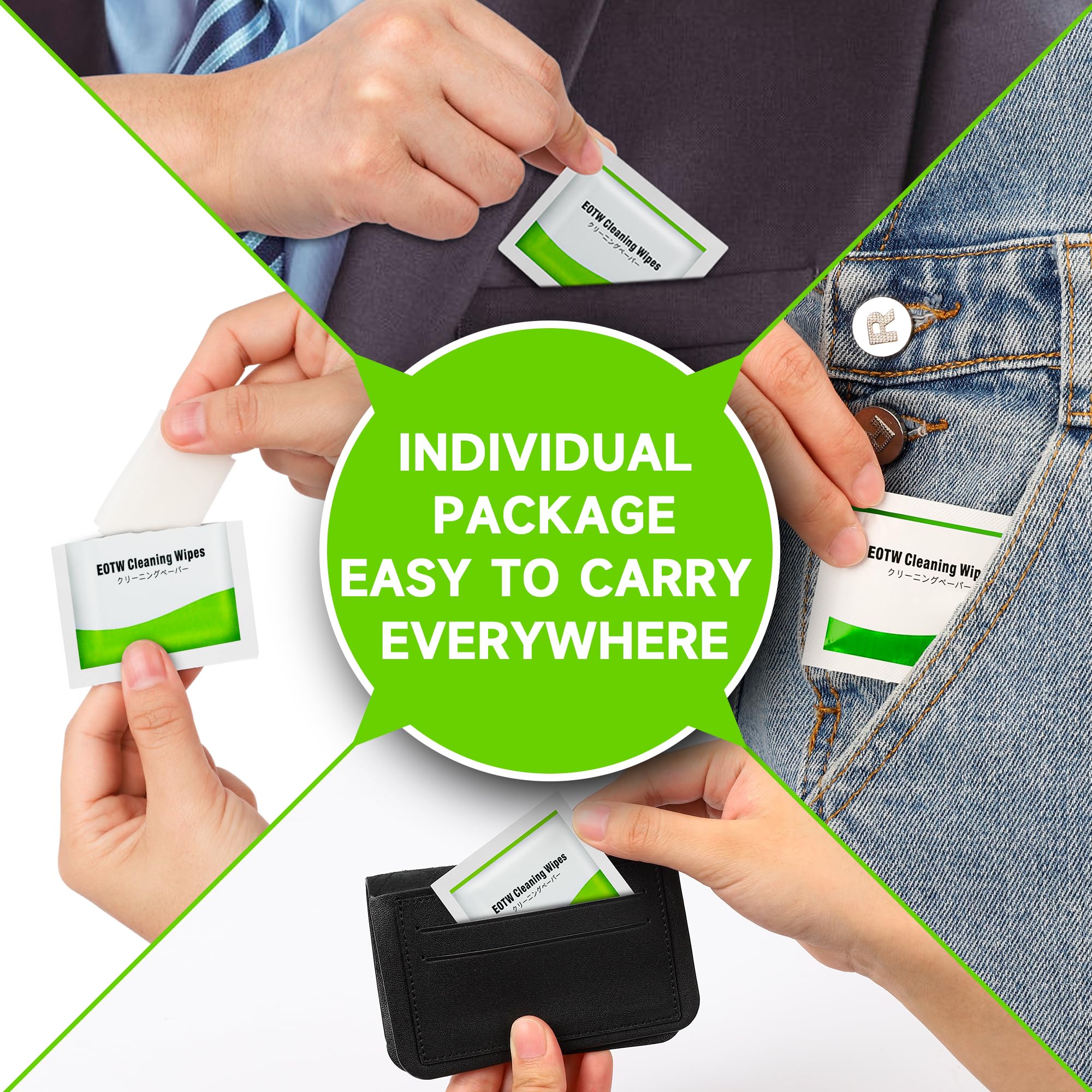 On-the-go use showing pocket-size wipes
