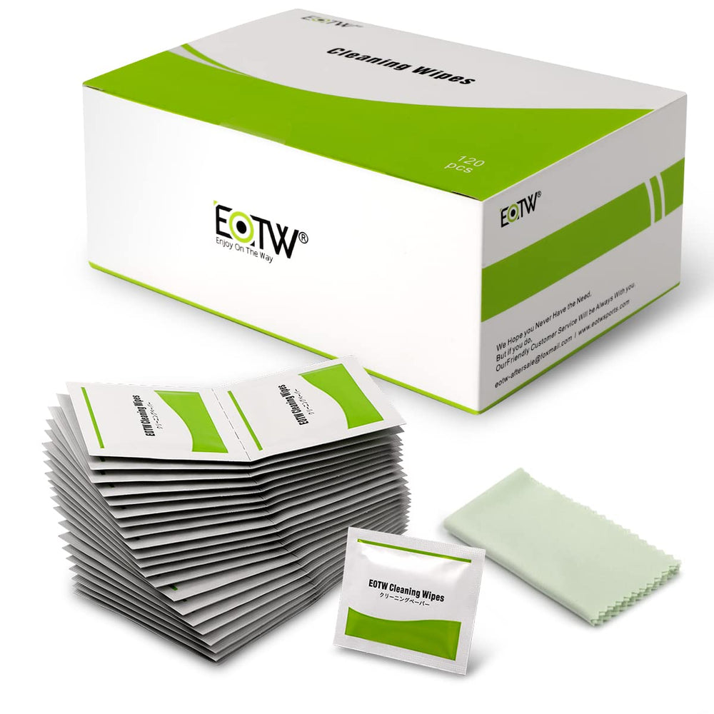 Box of EOTW screen wipes with 120 individually wrapped pre-moistened sheets