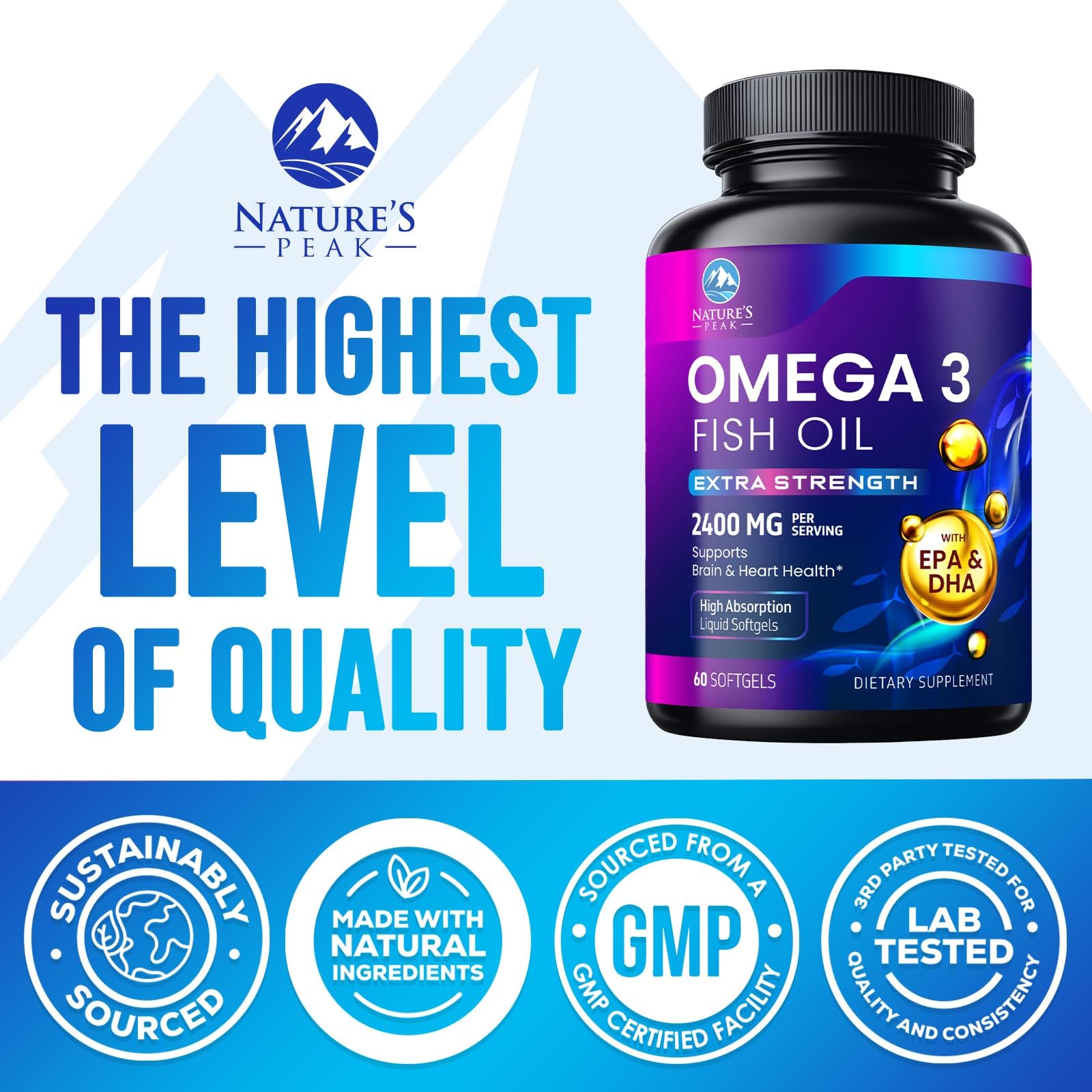EPA and DHA fish oil softgels packaging
